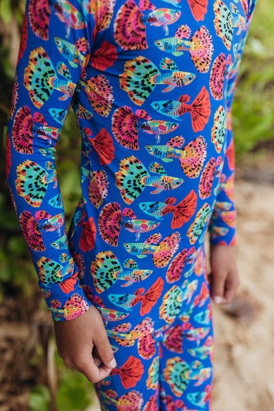 Bamboo Long Sleeve Pajama Set - Guppies (Fish) - Image 6