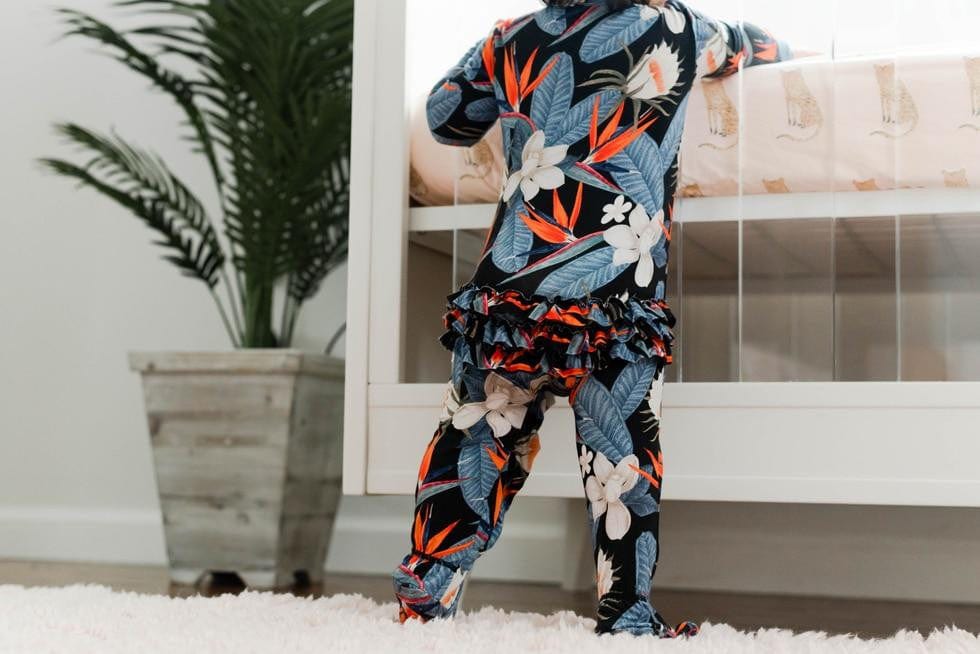 Bamboo Footie Pajamas with Ruffles - Cool Tropics - Image 2