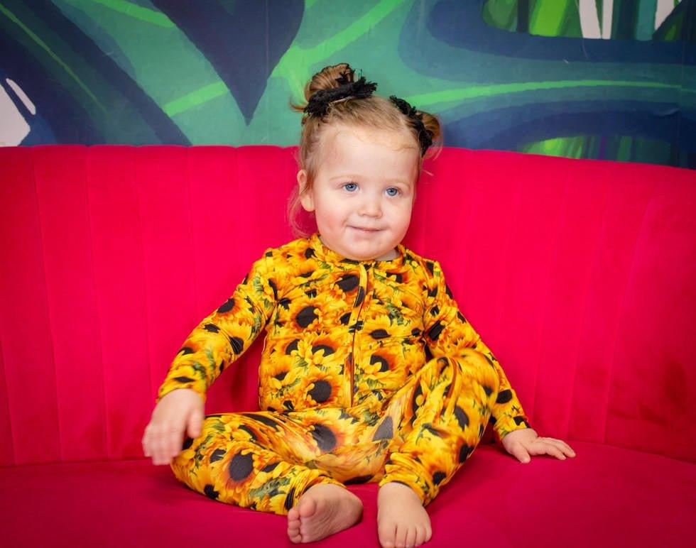 Girl's Bamboo Convertible Footie Romper - Sunflowers - Image 7