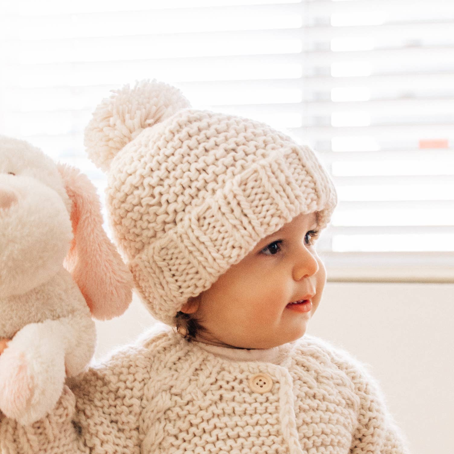 Natural Garter Stitch Beanie - Image 2