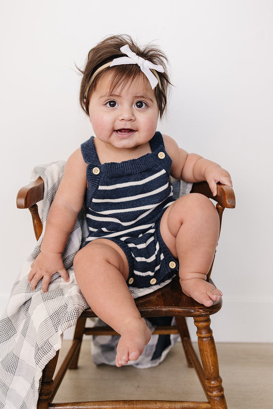 Nautical Stripe Knit Bubble Romper - Image 2
