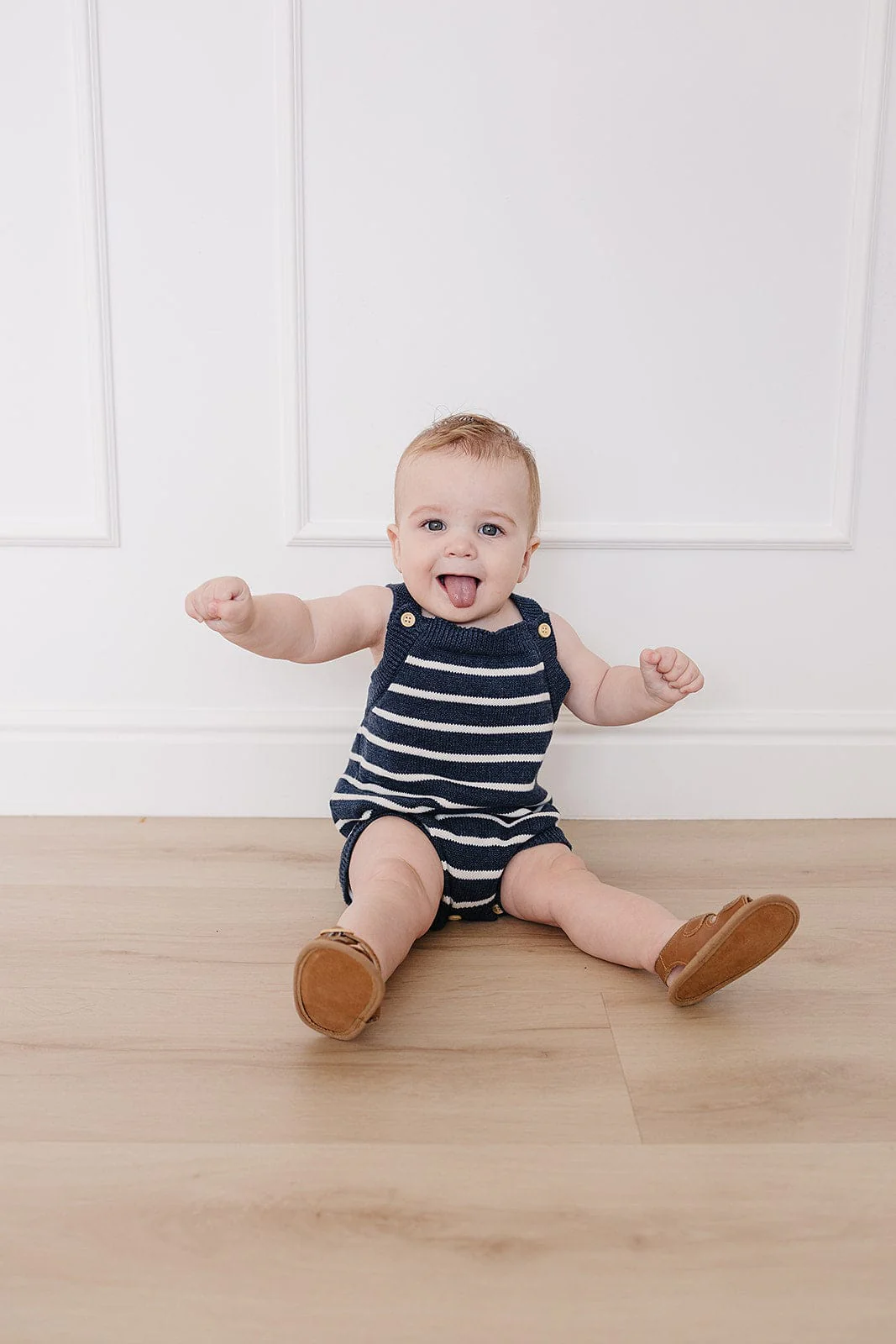 Nautical Stripe Knit Bubble Romper - Image 3