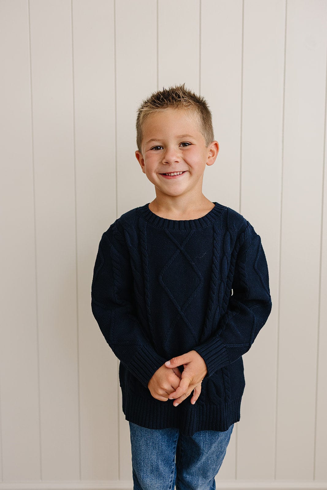 Navy Cable Knit Sweater - Image 5
