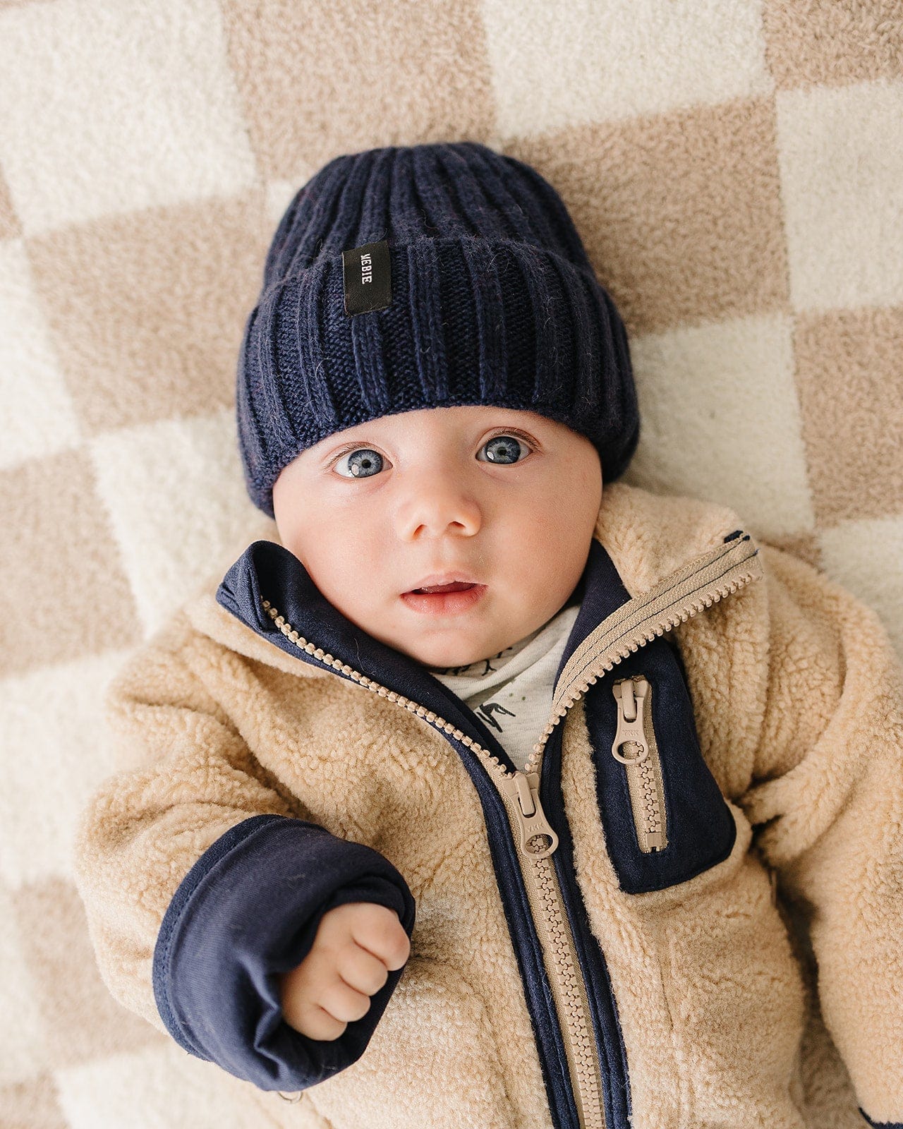 Navy Chunky Knit Beanie - Image 2