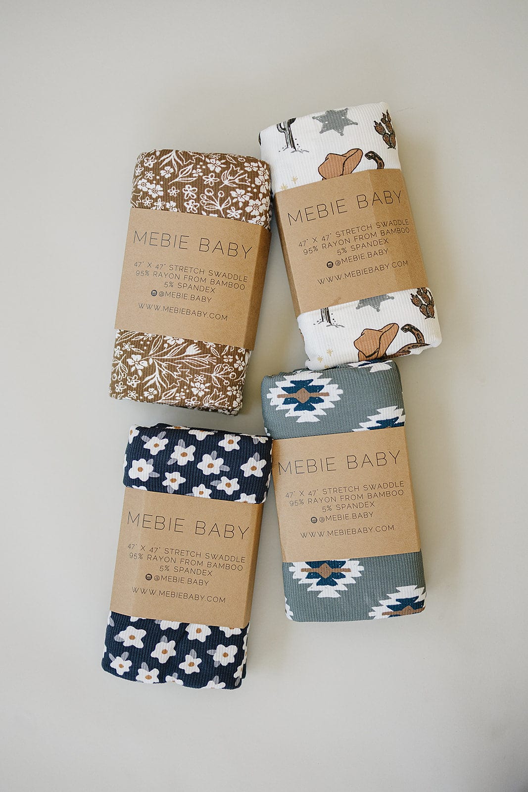 Navy Daisy Ribbed Bamboo Stretch Swaddle - Image 5