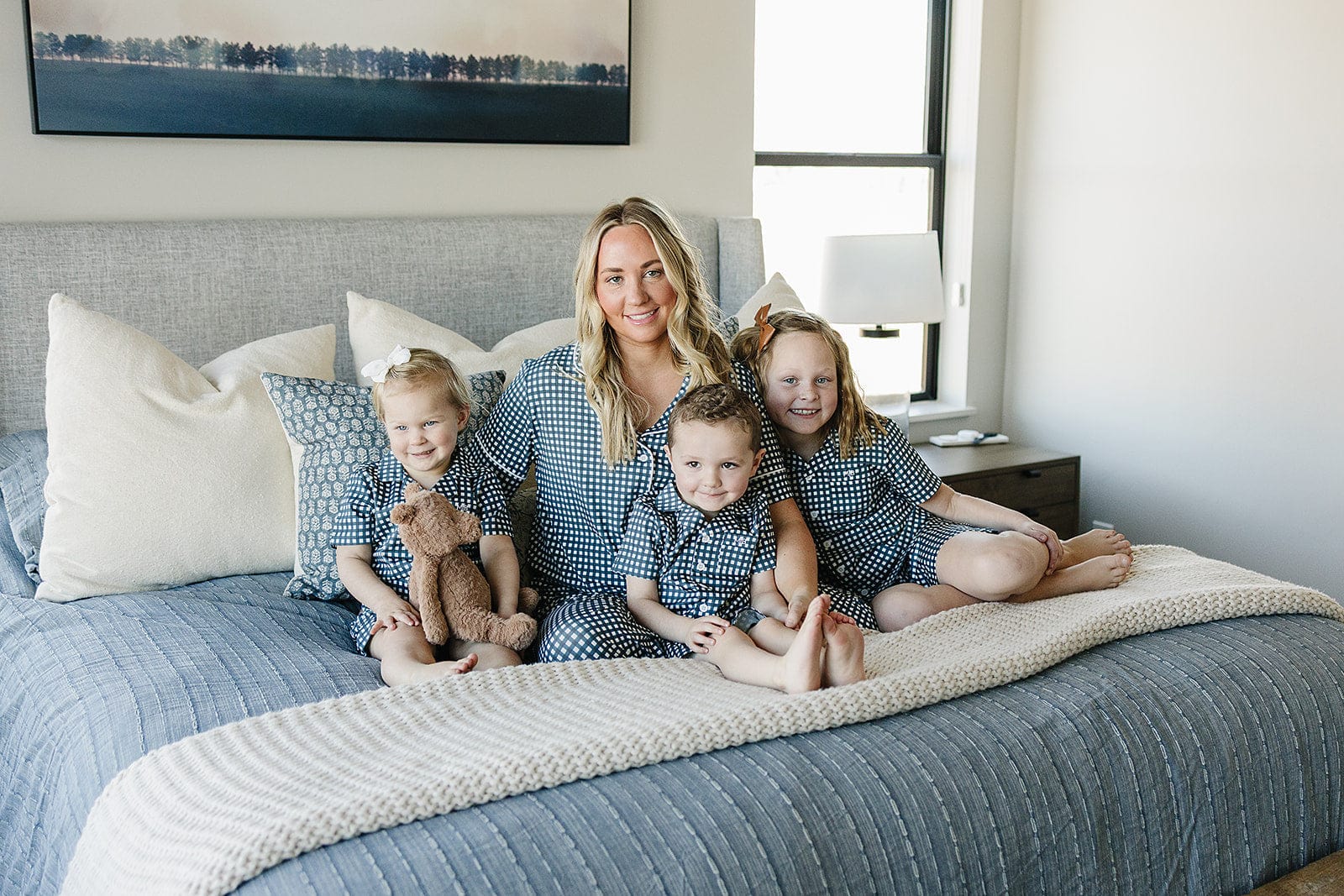 Navy Gingham Short Pajama Set - Image 10