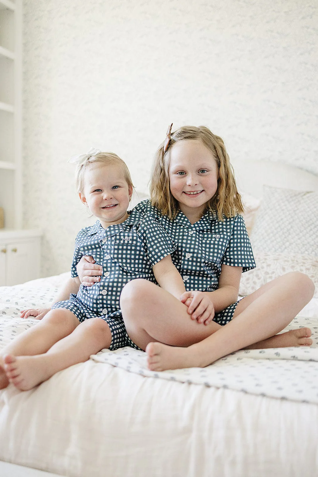 Navy Gingham Short Pajama Set - Image 3