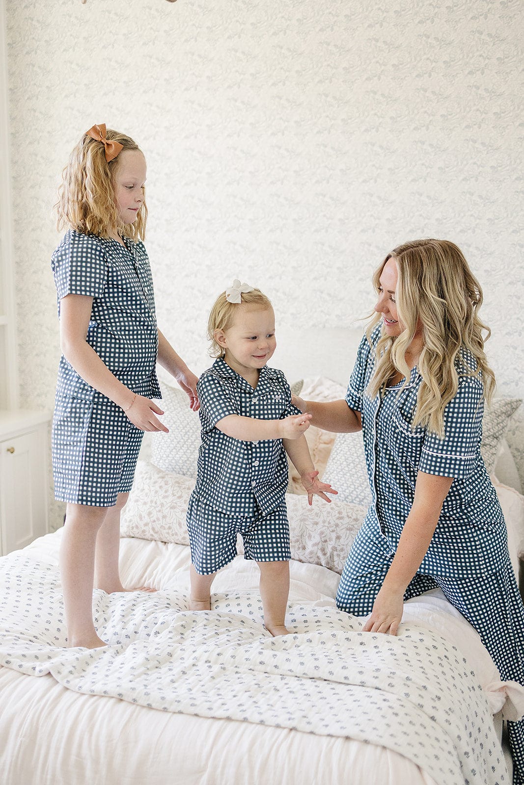 Navy Gingham Short Pajama Set - Image 9