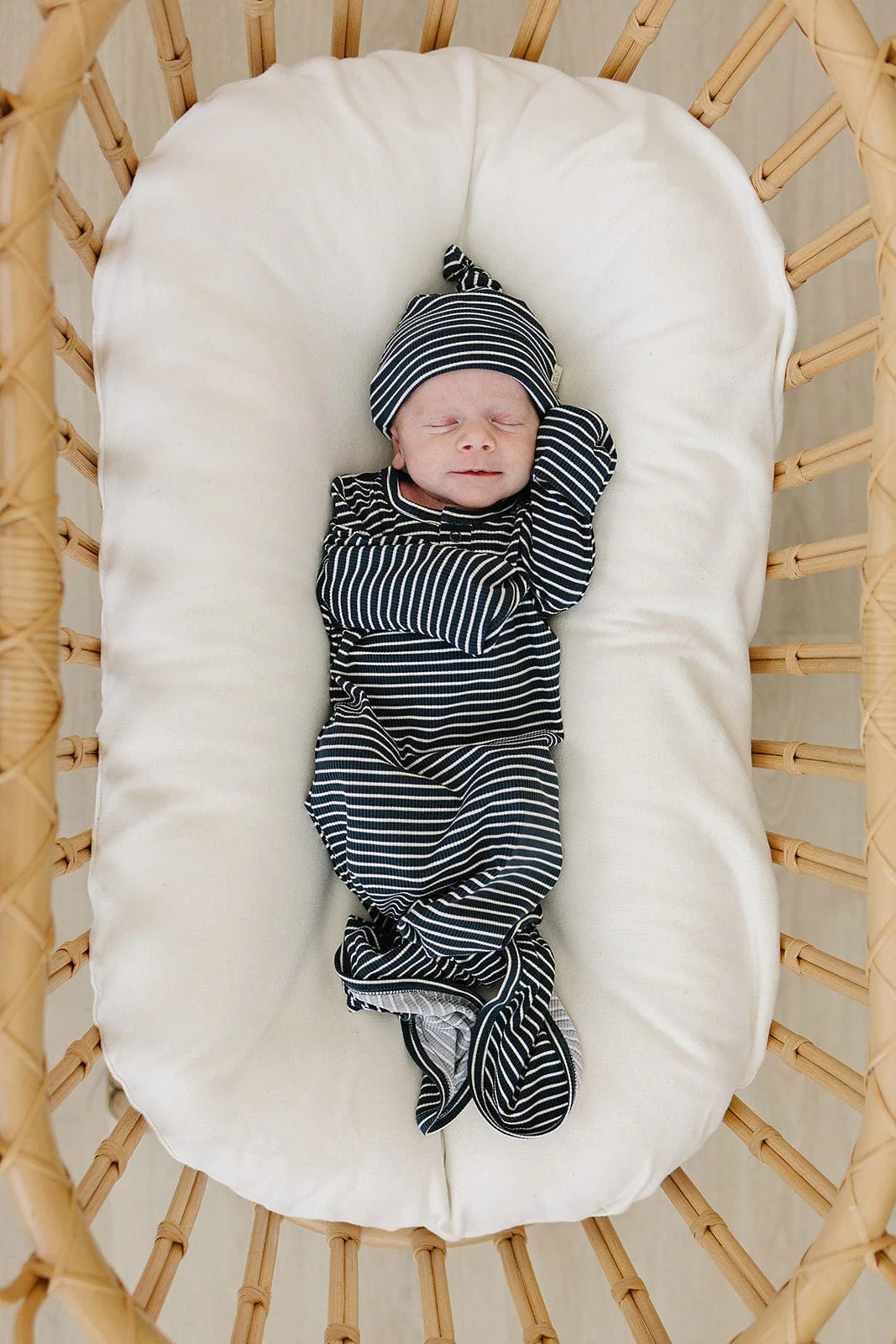 Navy Stripes Bamboo Knot Gown - Image 2