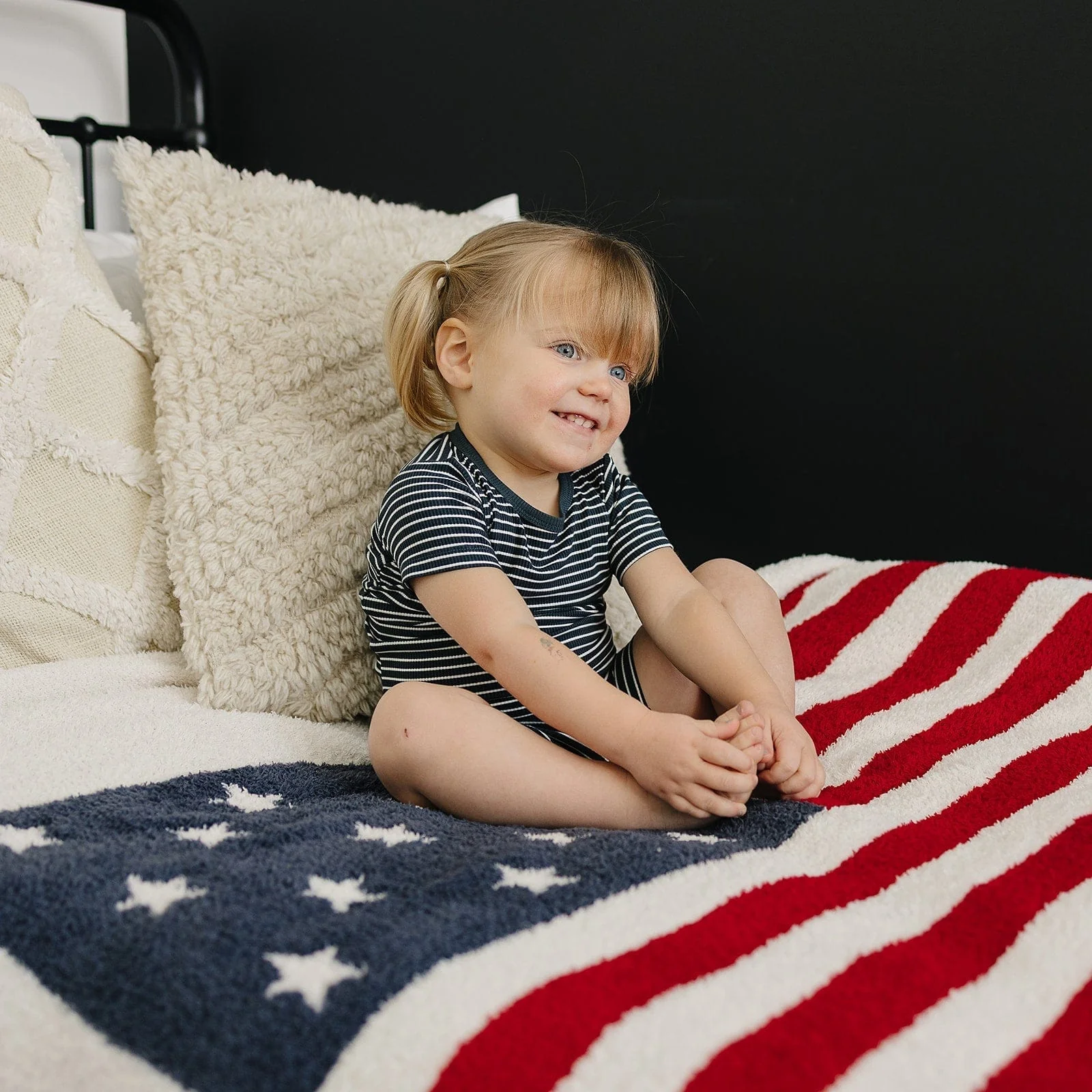 Navy Stripes Ribbed Bamboo Cozy Short Set - Image 4