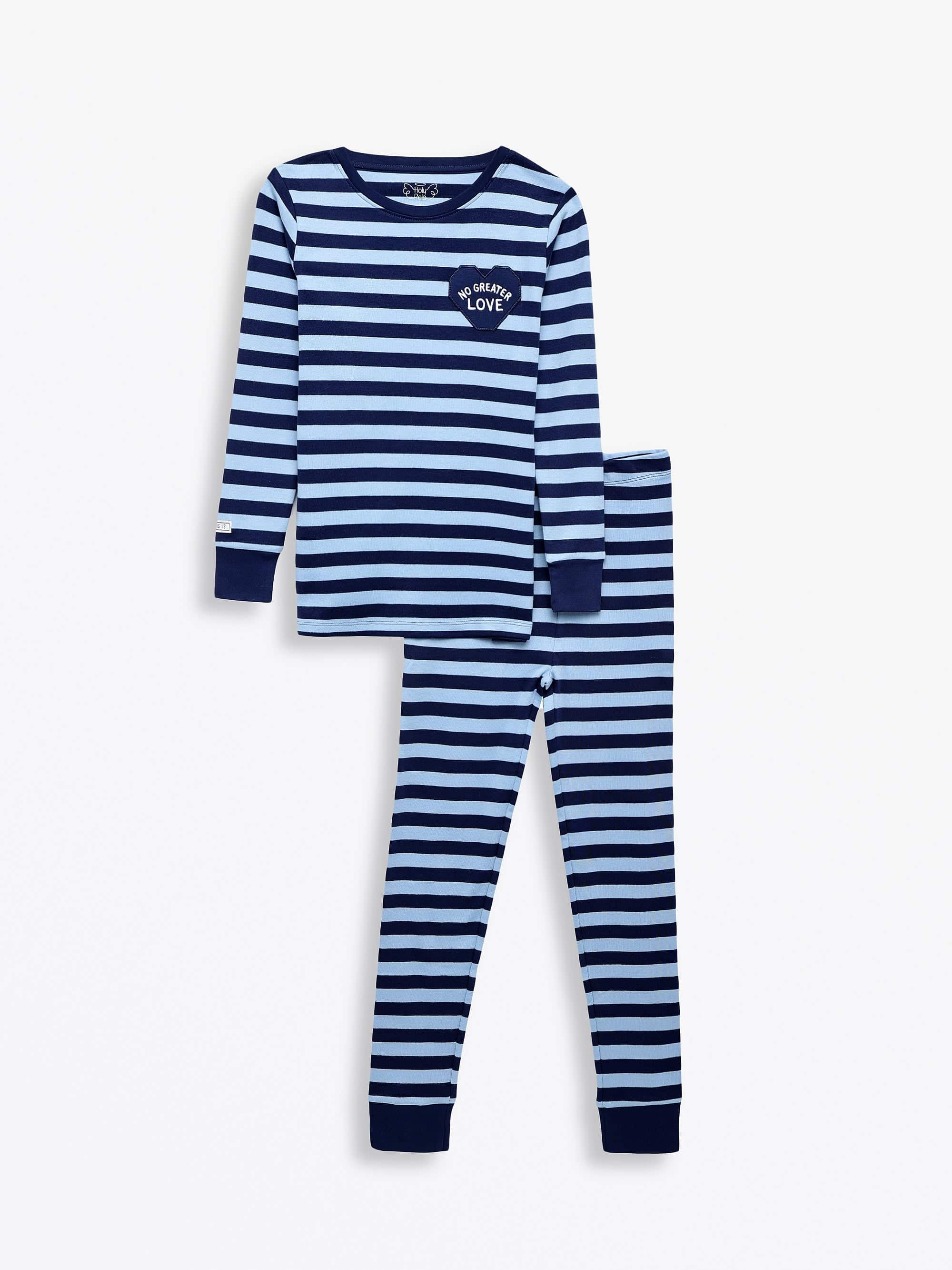 No Greater Love Blue Cotton PJ Long Sleeve Set - Image 2
