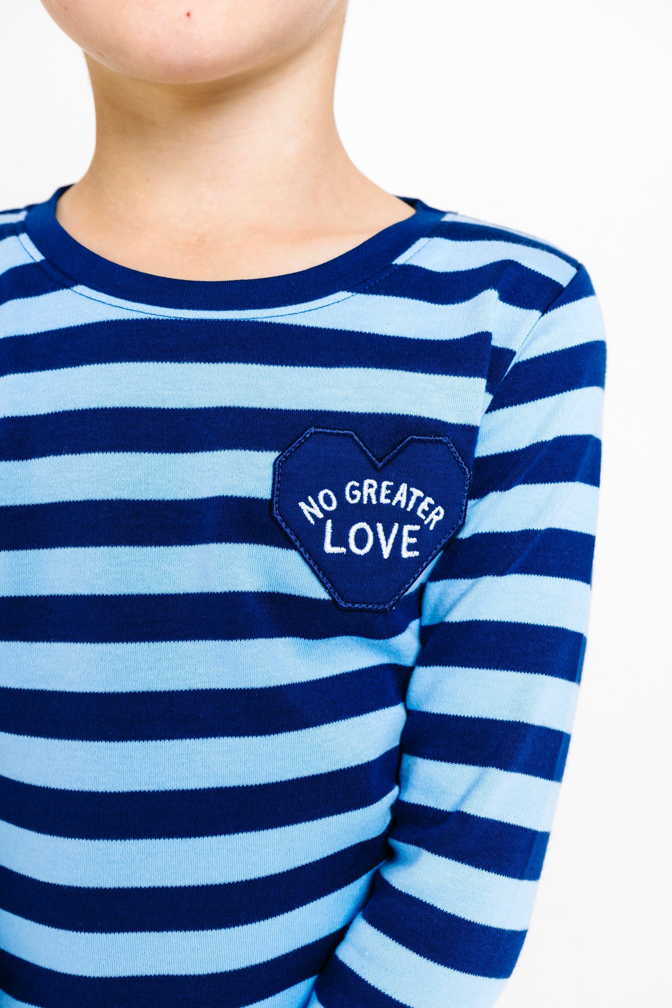 No Greater Love Blue Cotton PJ Long Sleeve Set - Image 5