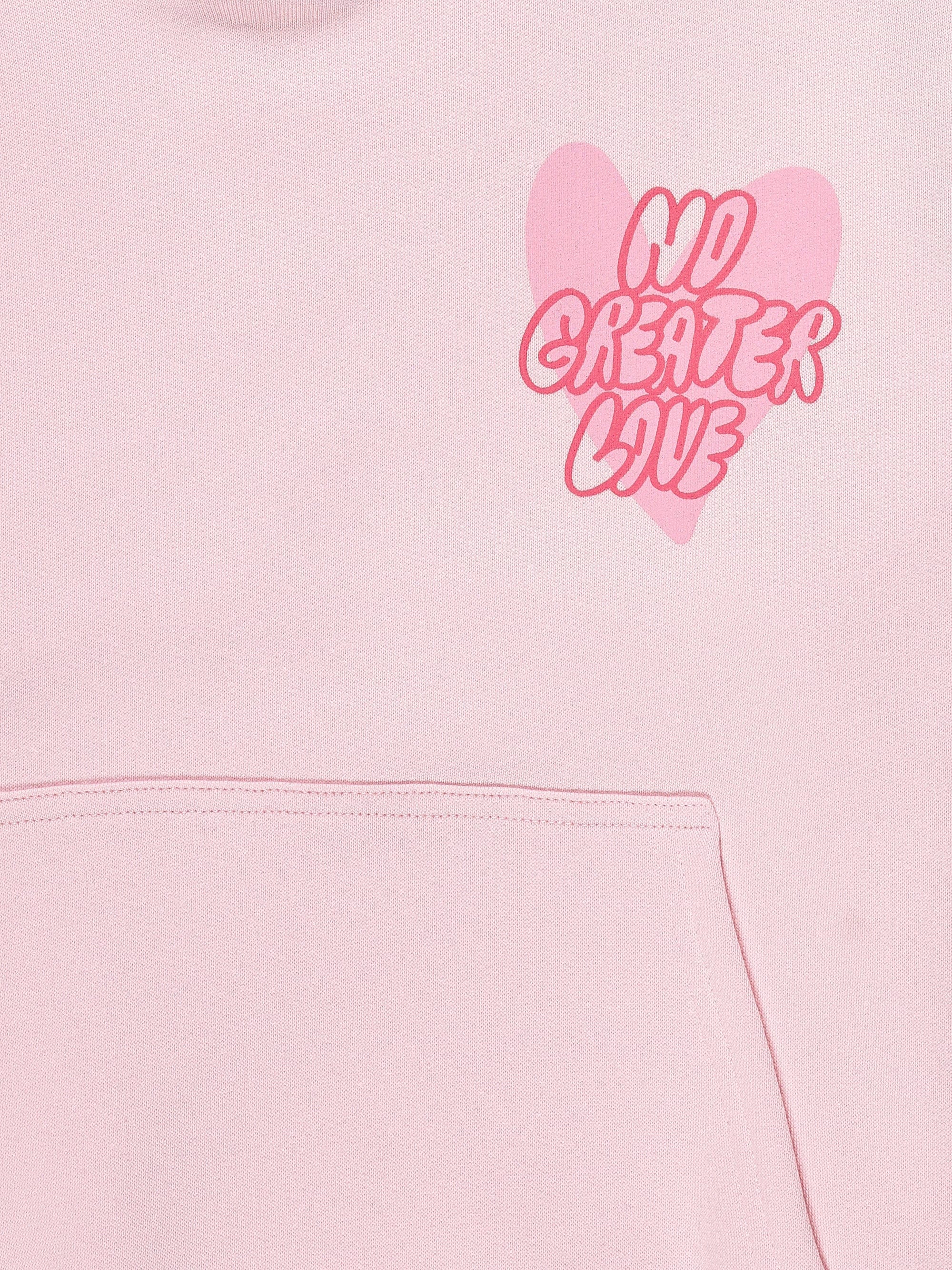 No Greater Love Pink Cotton Fleece Hoodie - Image 6