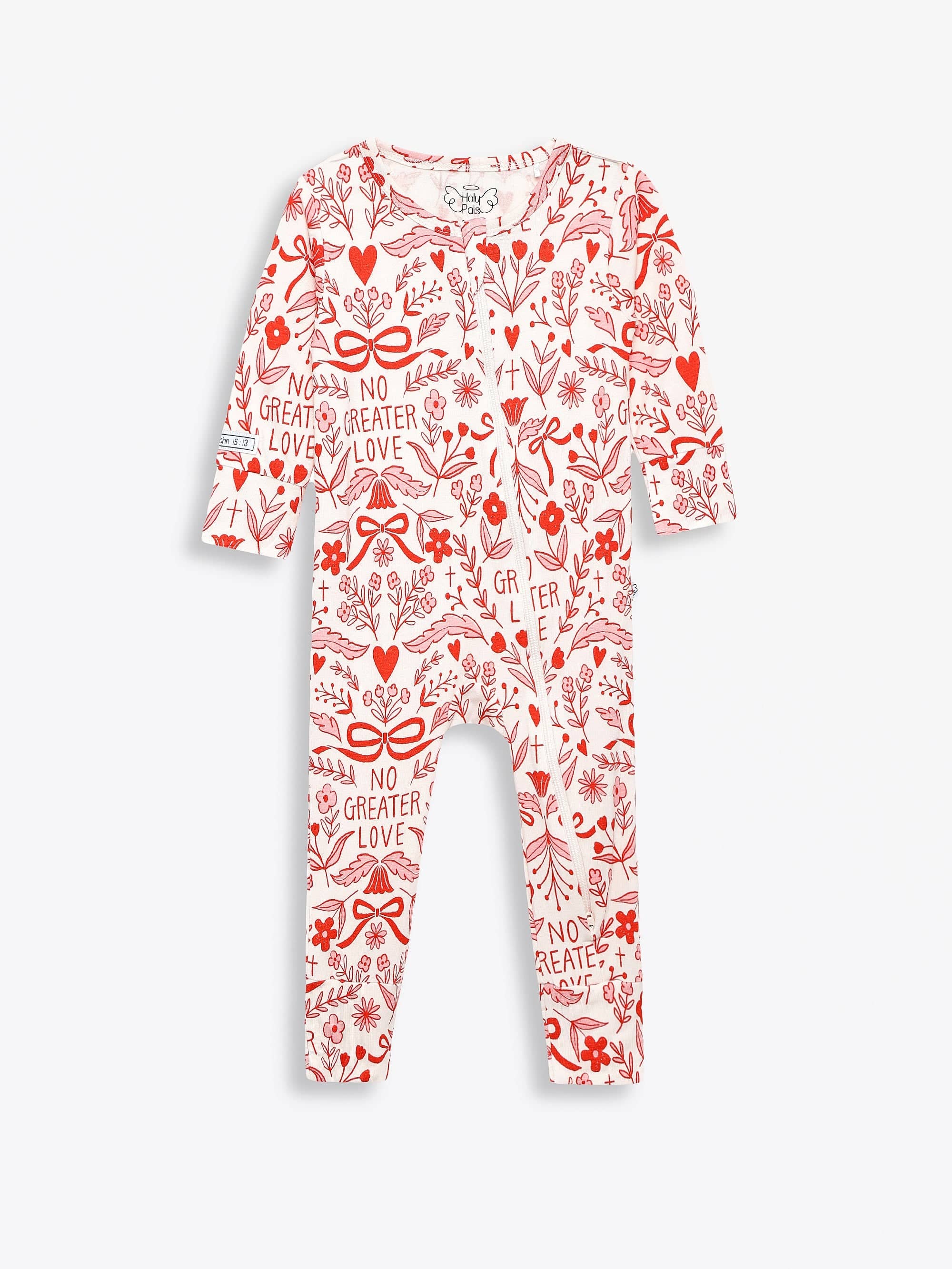 No Greater Love Pink Bamboo Footless Onesie - Image 2