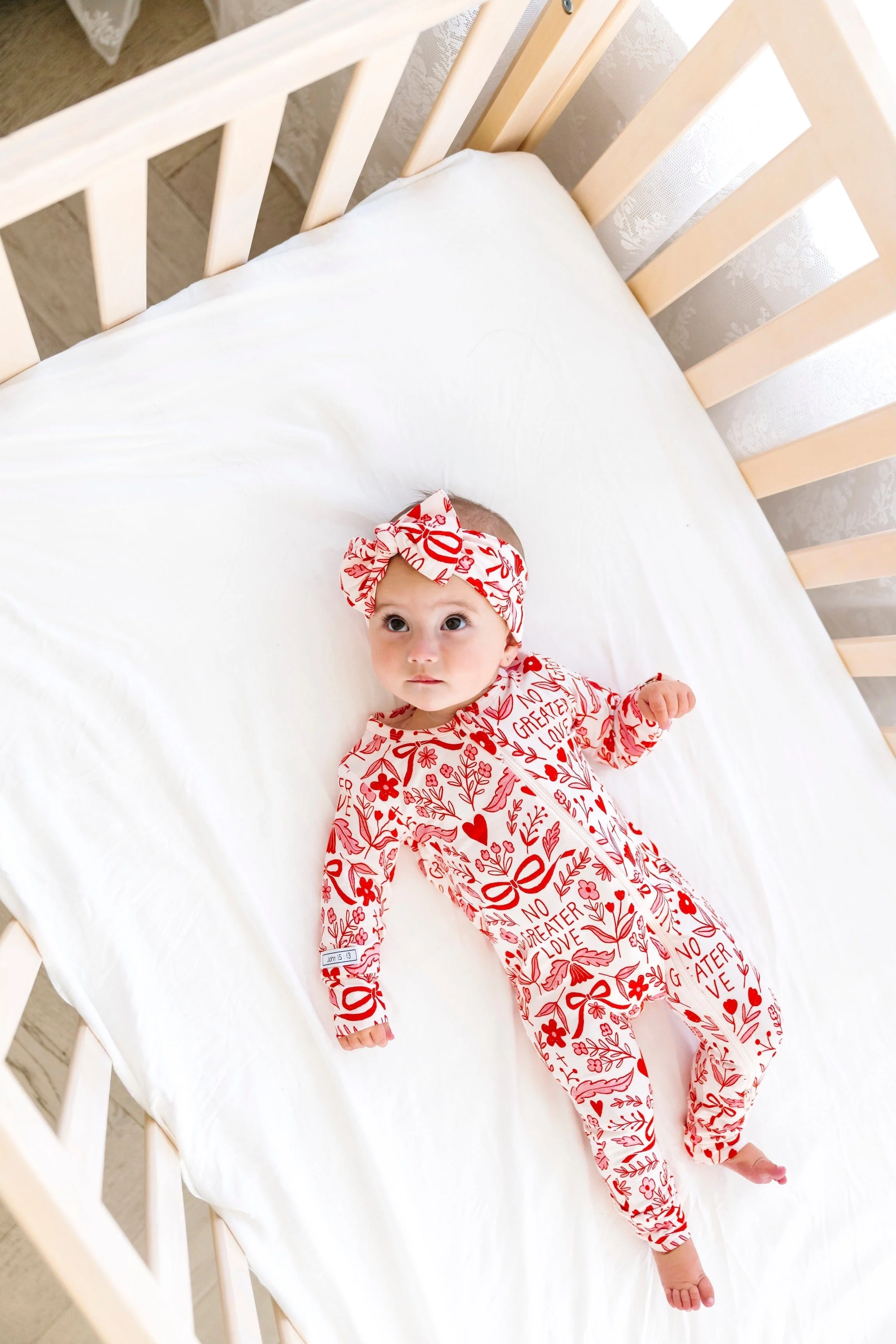 No Greater Love Pink Bamboo Footless Onesie - Image 3