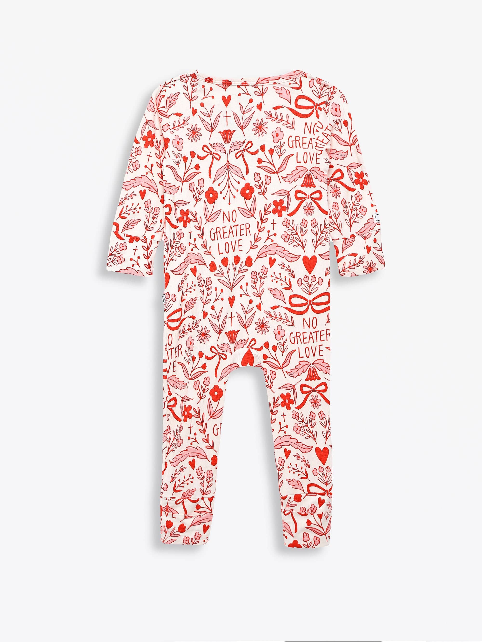 No Greater Love Pink Bamboo Footless Onesie - Image 4