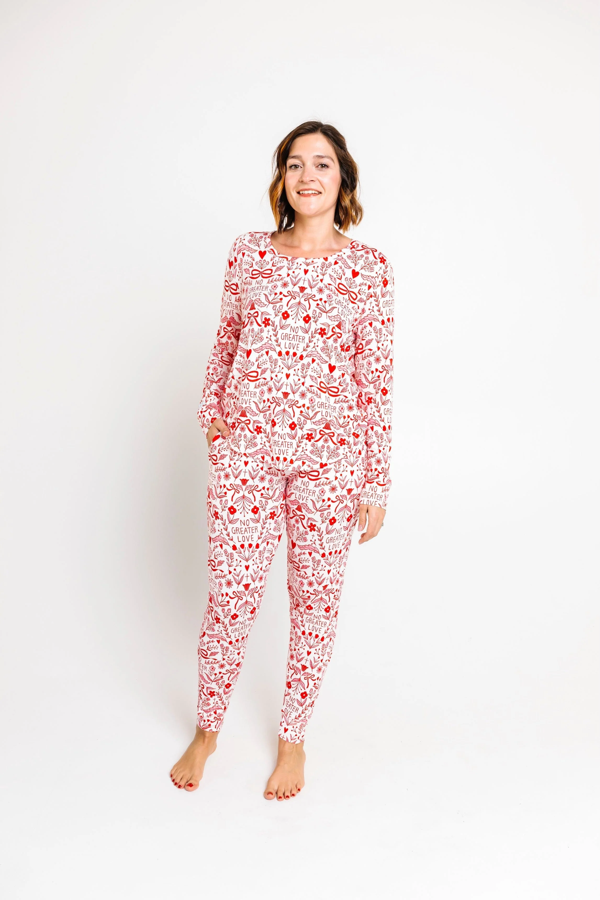 No Greater Love Pink Bamboo Women's PJ Jogger Set - Image 3