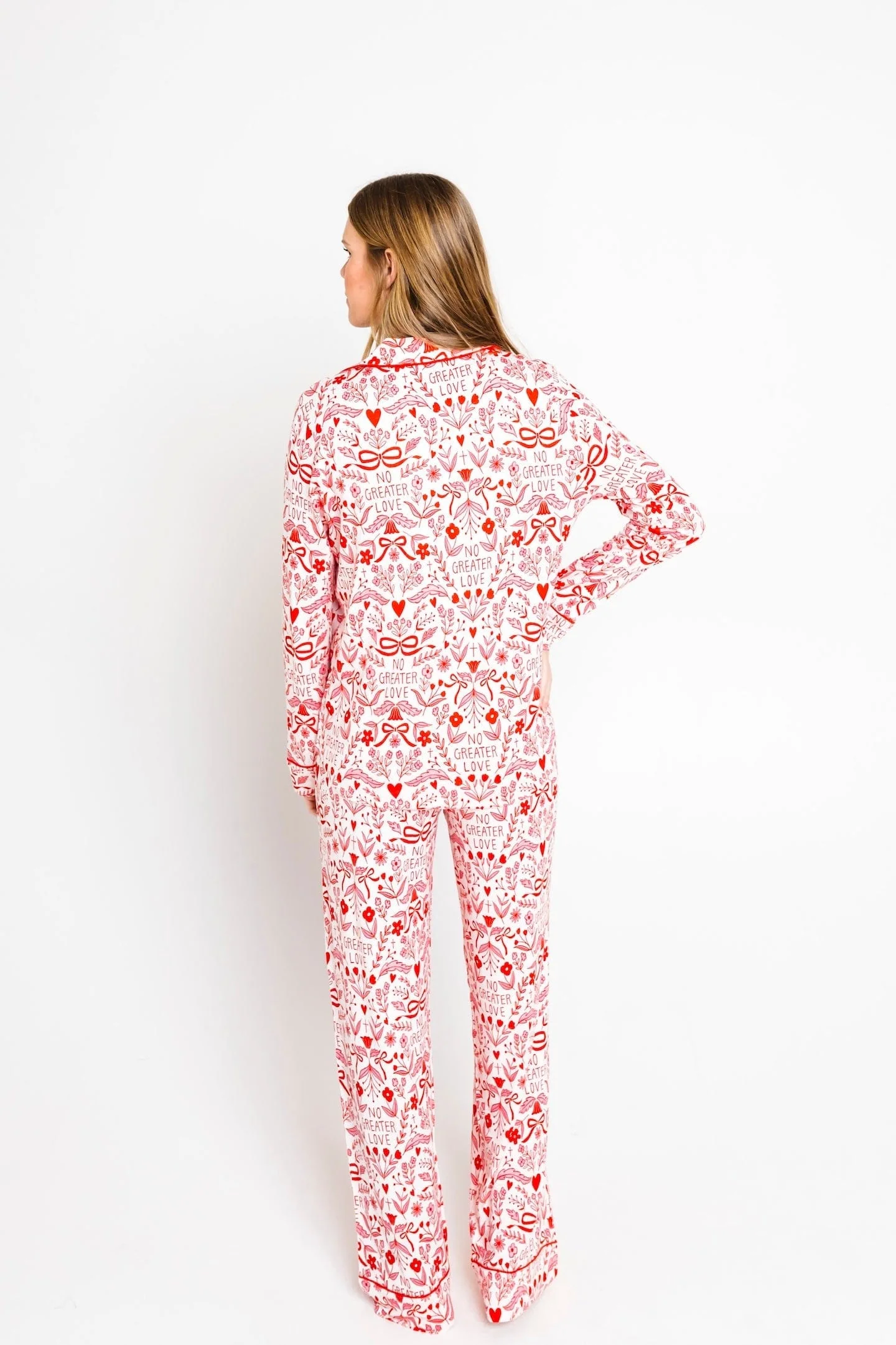 No Greater Love Pink Bamboo Women's PJ Notch Collar Set - Image 5