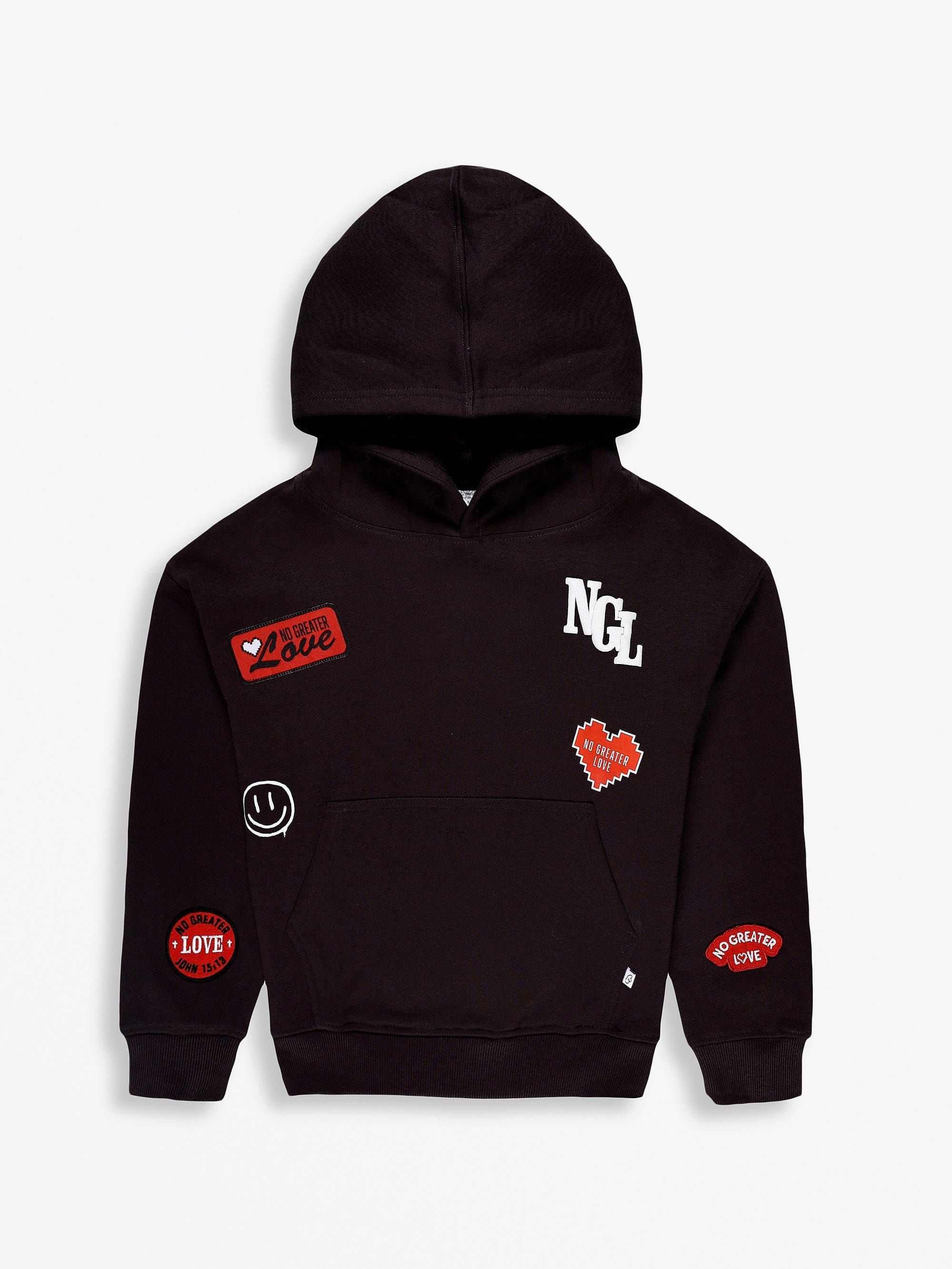 No Greater Love Vintage Washed Black Cotton Fleece Hoodie - Image 2