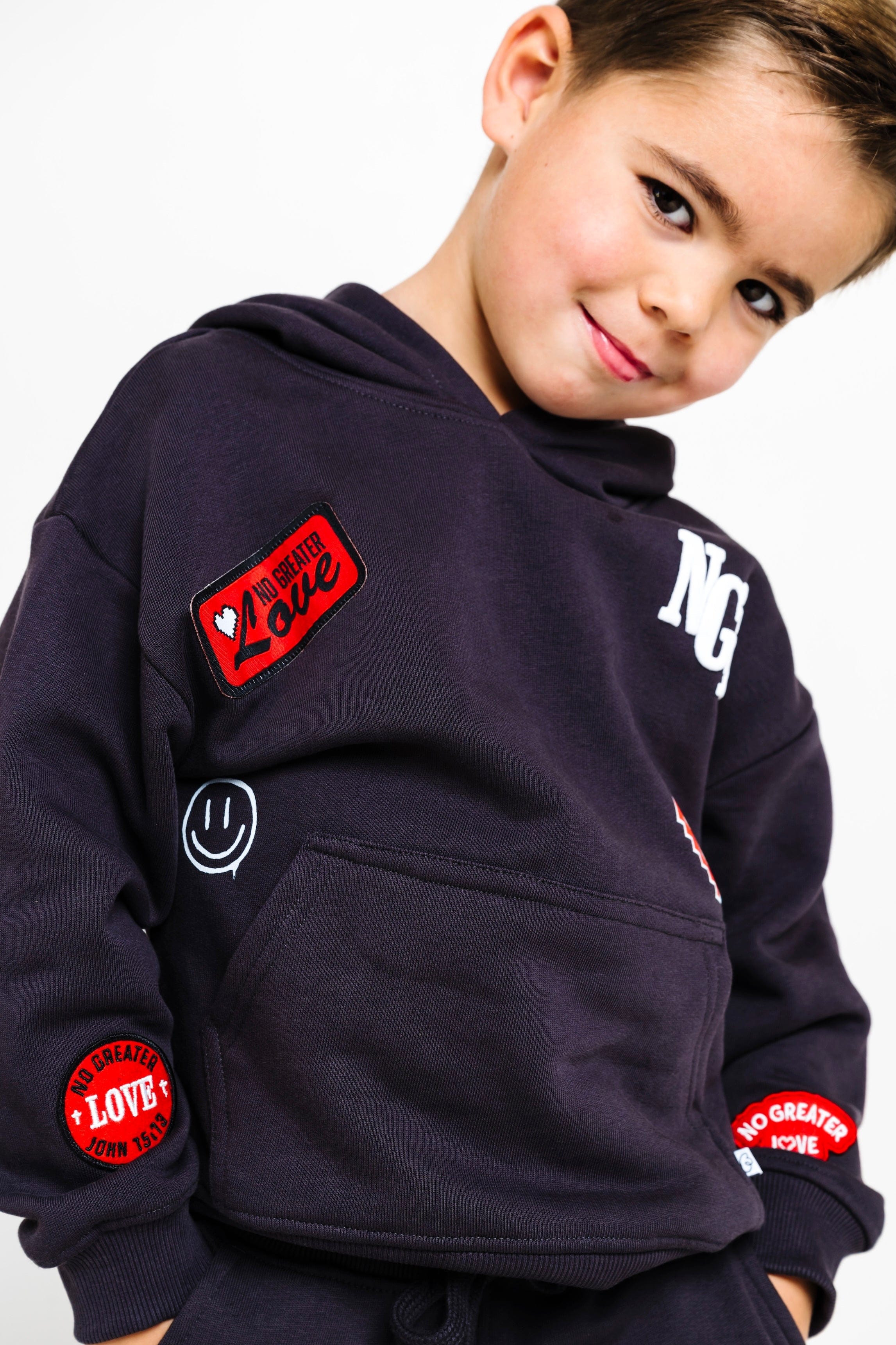 No Greater Love Vintage Washed Black Cotton Fleece Hoodie - Image 3