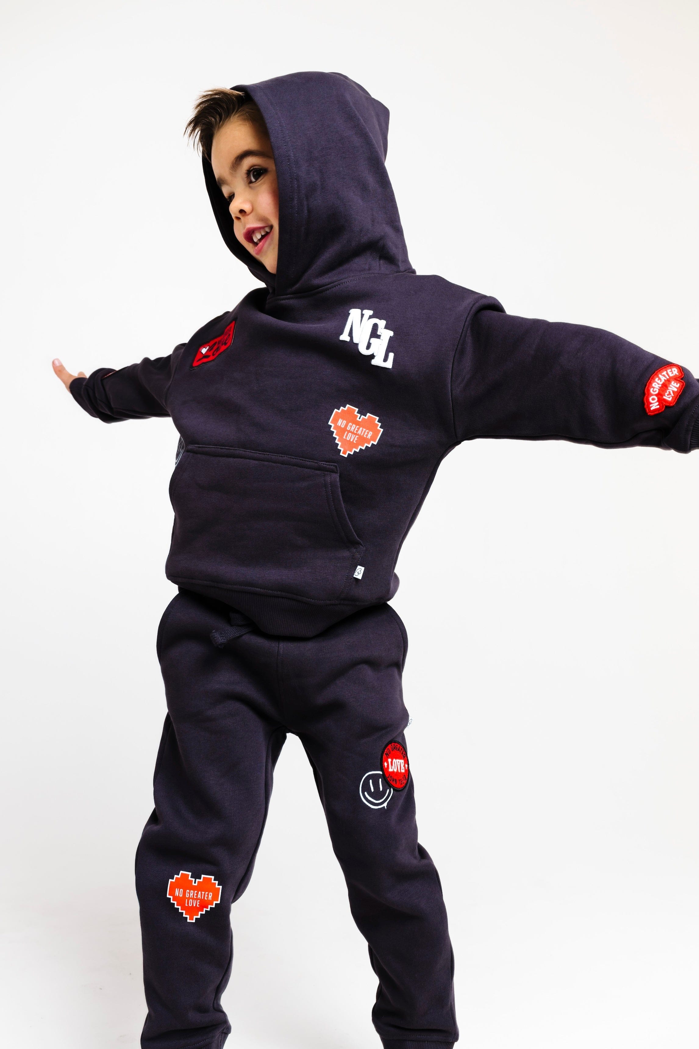No Greater Love Vintage Washed Black Cotton Fleece Hoodie - Image 5