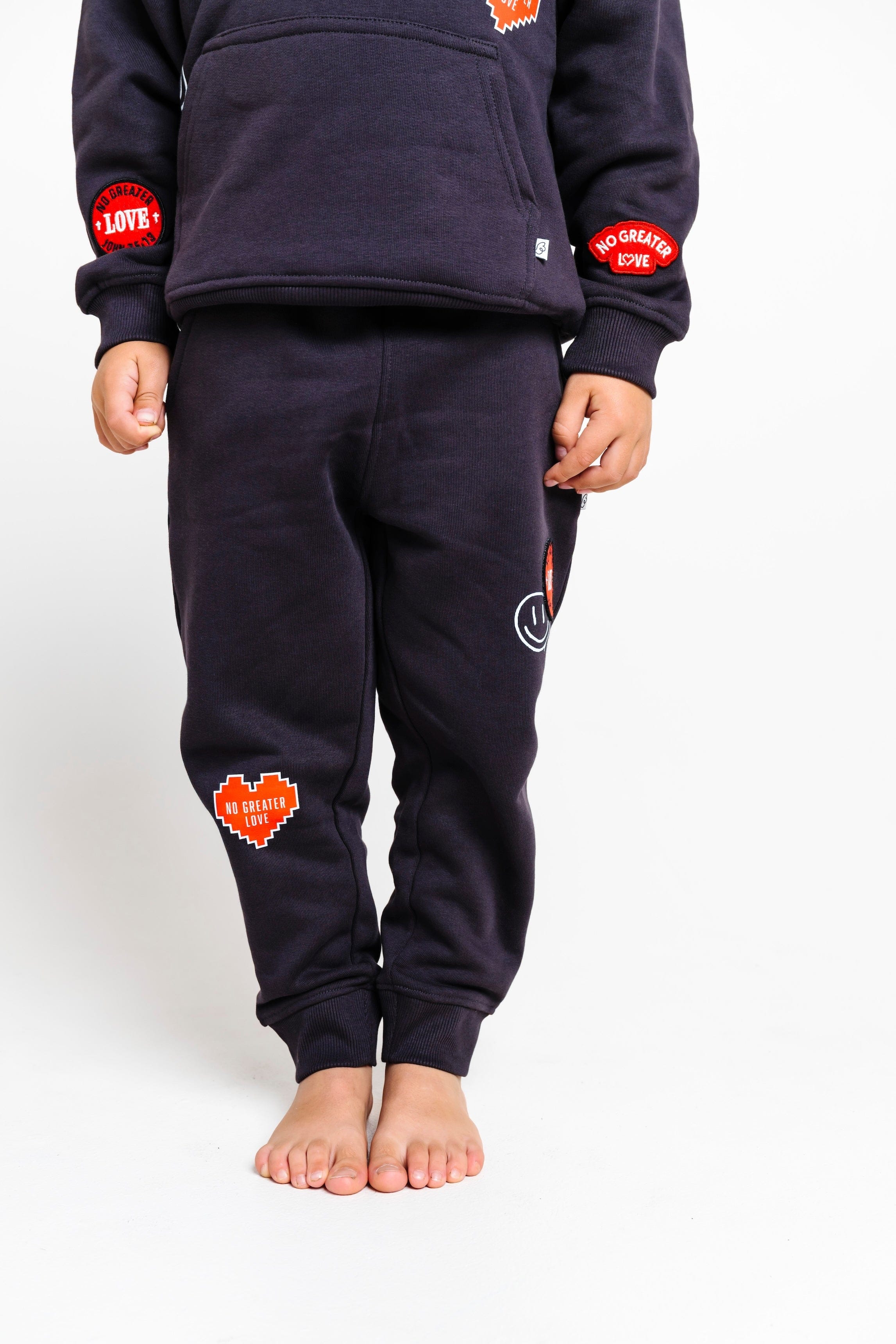 No Greater Love Vintage Washed Black Cotton Fleece Jogger - Image 3