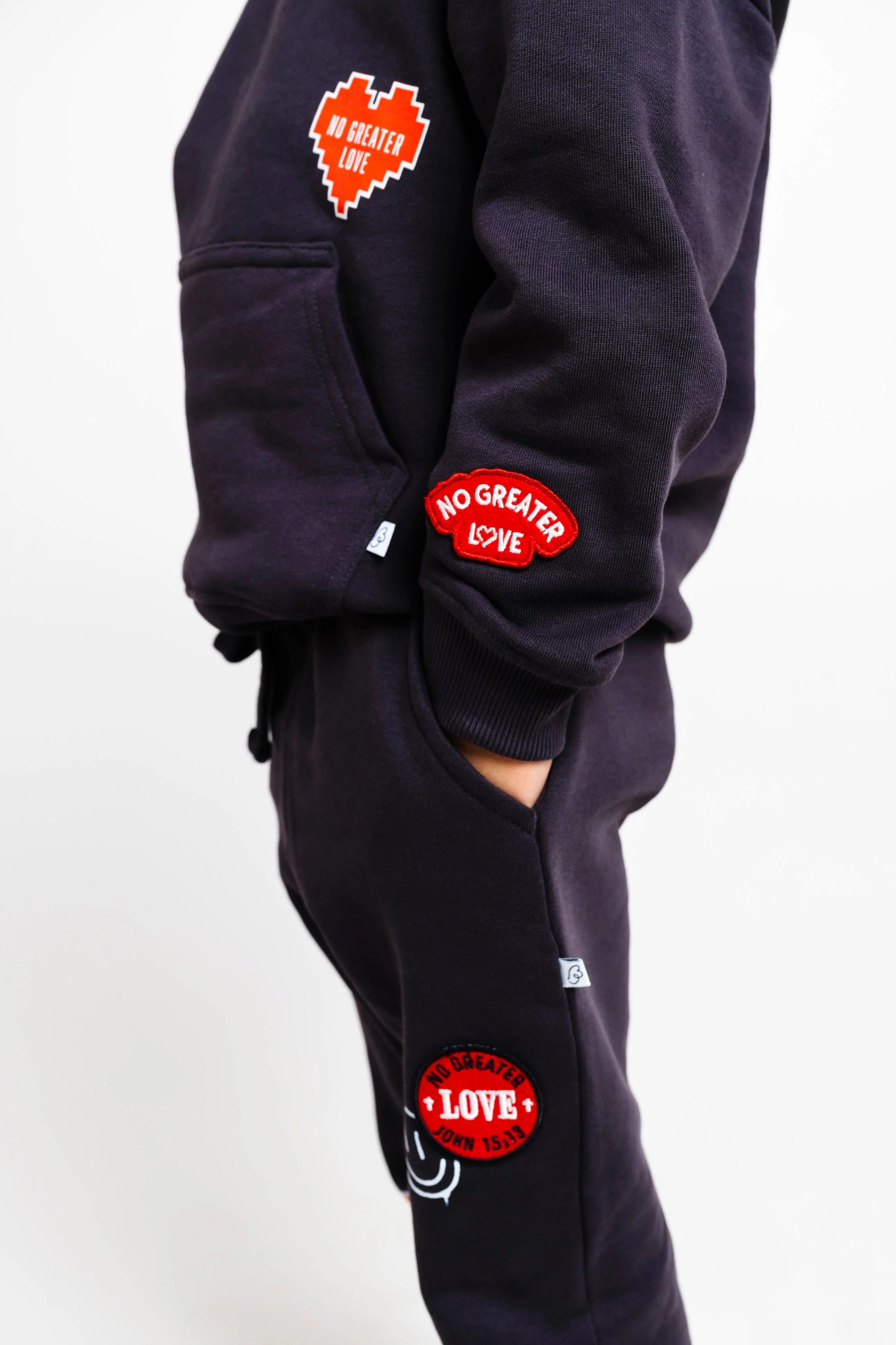No Greater Love Vintage Washed Black Cotton Fleece Jogger - Image 7