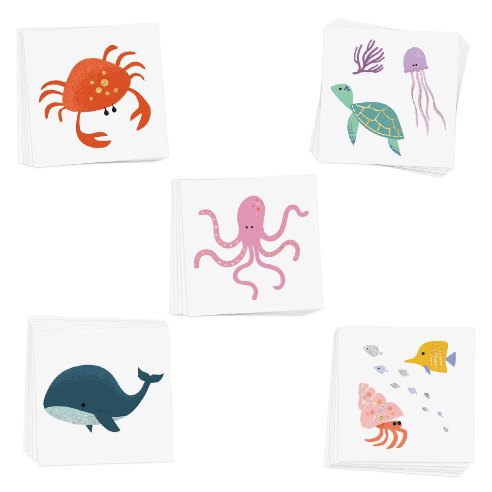 Ocean Creatures Variety Temporary Tattoos Set