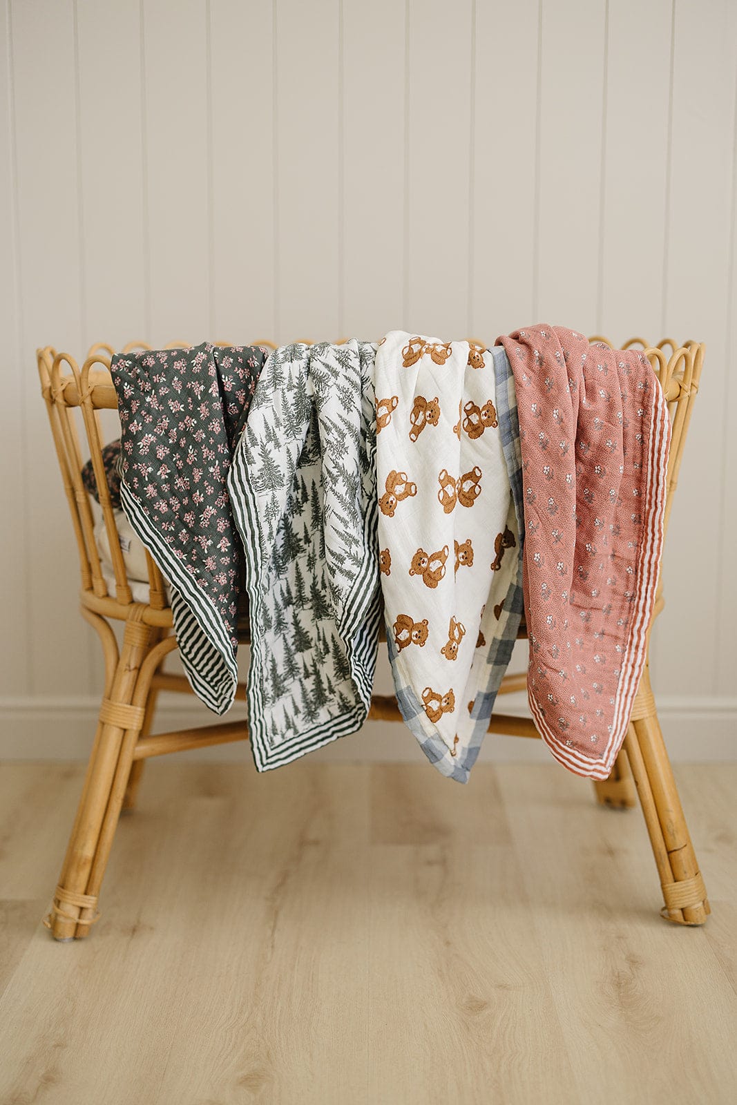 Olive Bloom + Green Stripes Muslin Quilt - Image 3