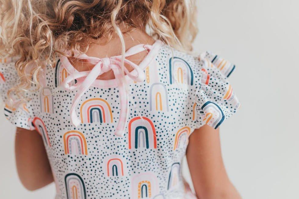 Girl's Tiered Ruffle Dress - Rainbow - Image 2