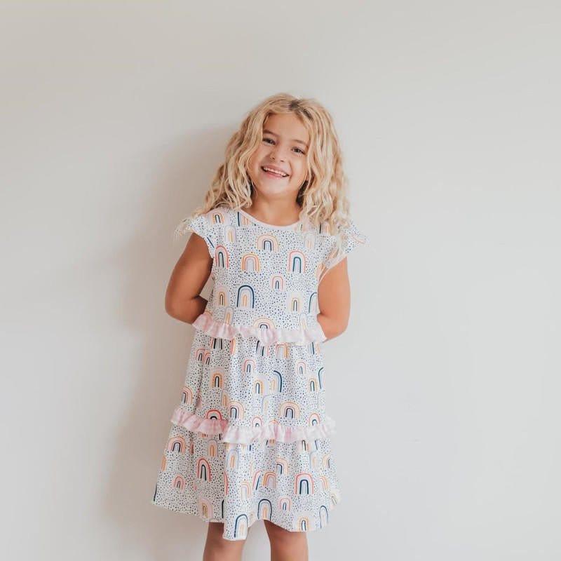 Girl's Tiered Ruffle Dress - Rainbow - Image 4