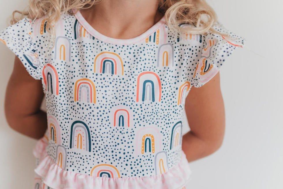 Girl's Tiered Ruffle Dress - Rainbow - Image 5