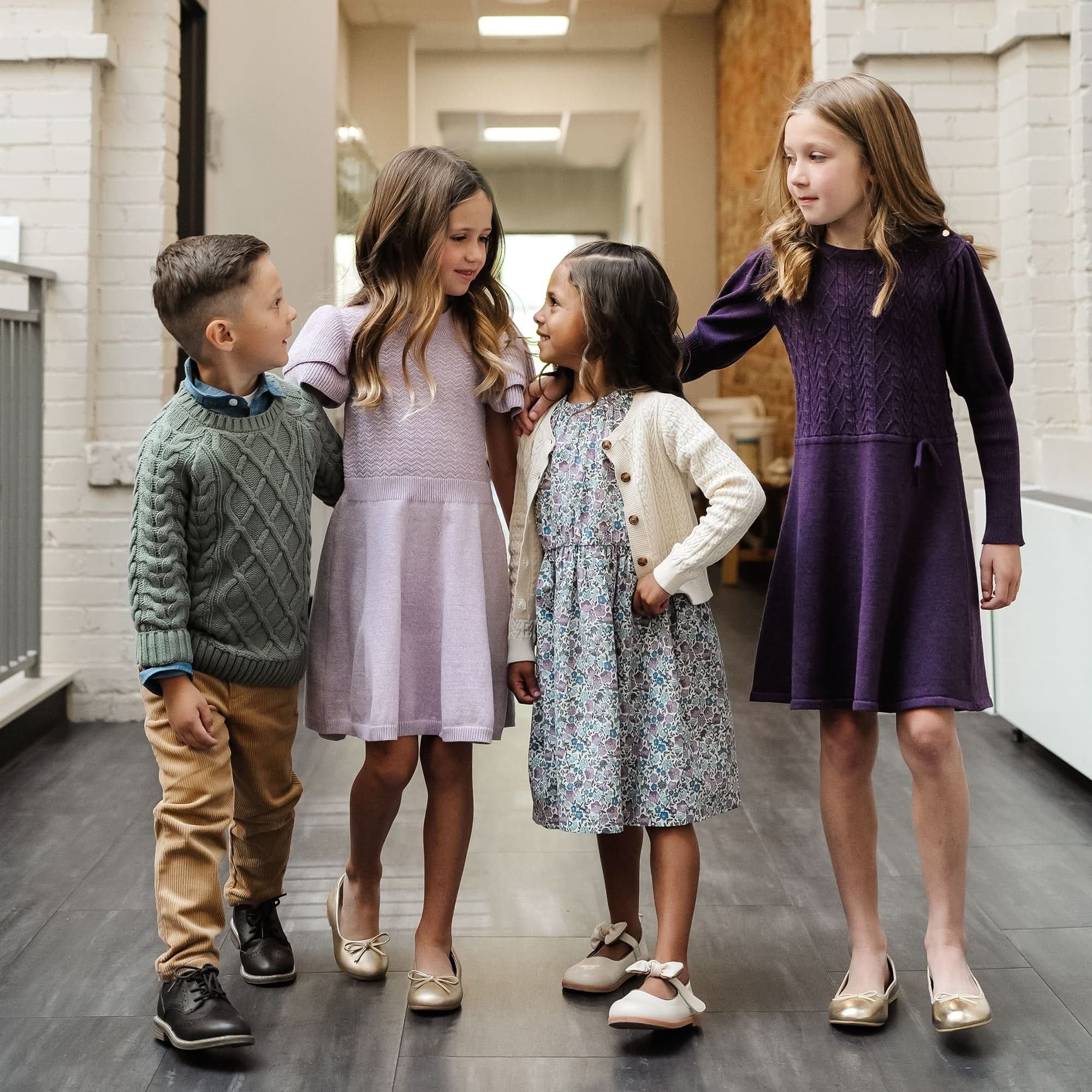 Organic Flutter Sleeve Sweater Dress - Lavender Marl - Image 5