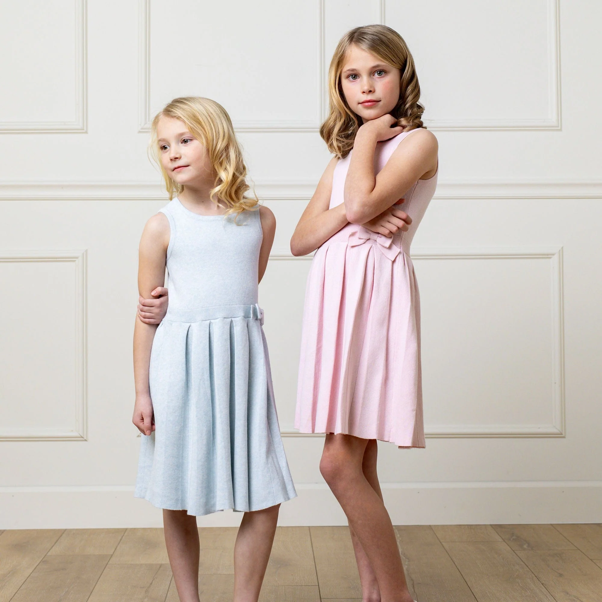 Organic Pleated Sweater Dress - Light Blue Heather - Image 4