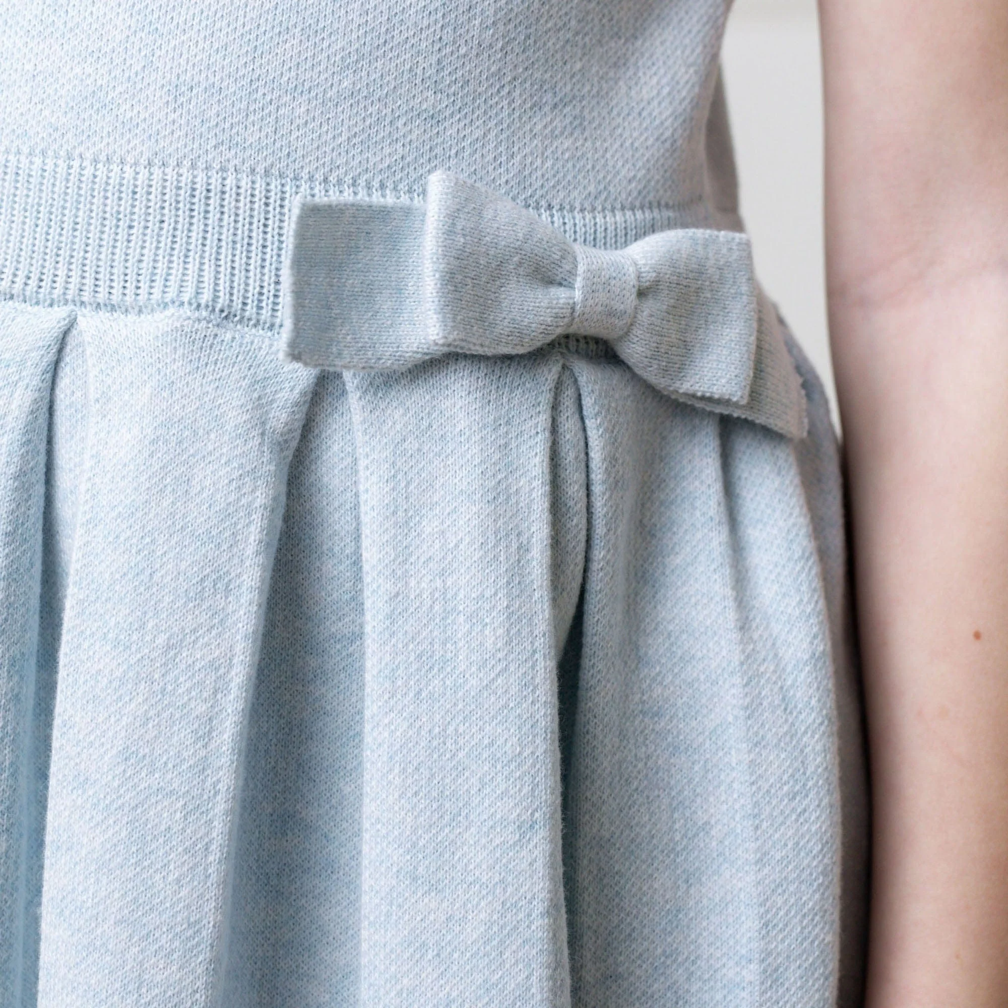 Organic Pleated Sweater Dress - Light Blue Heather - Image 7
