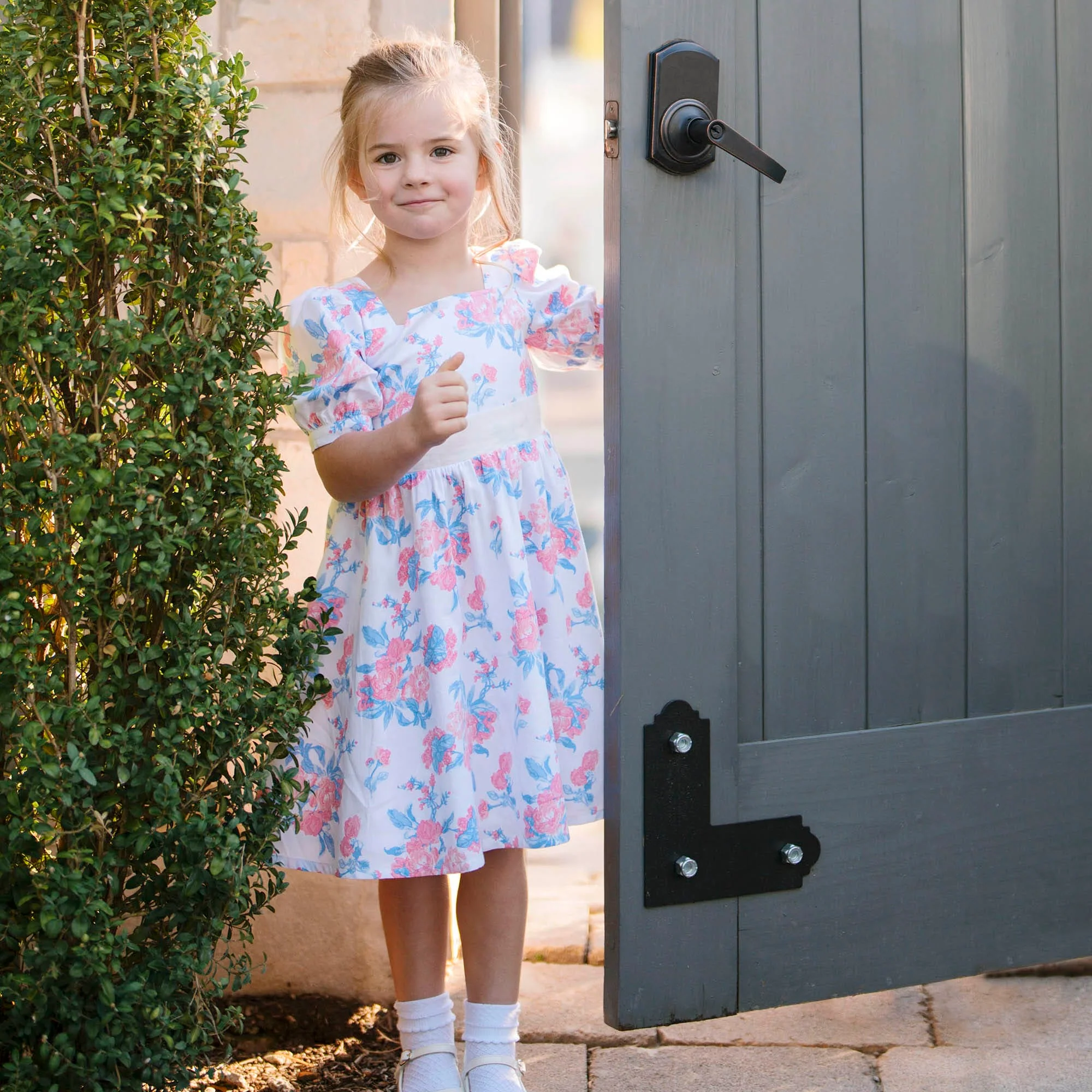 Organic Puff Sleeve Party Dress - Bouquet Floral - Image 2
