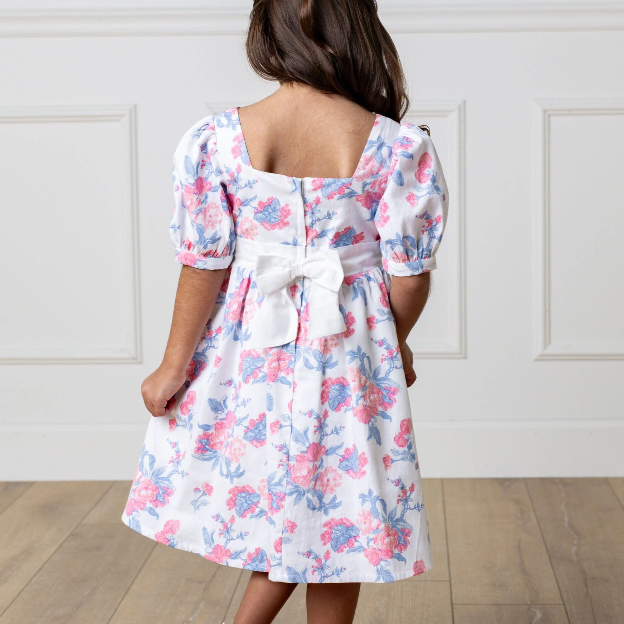 Organic Puff Sleeve Party Dress - Bouquet Floral - Image 8