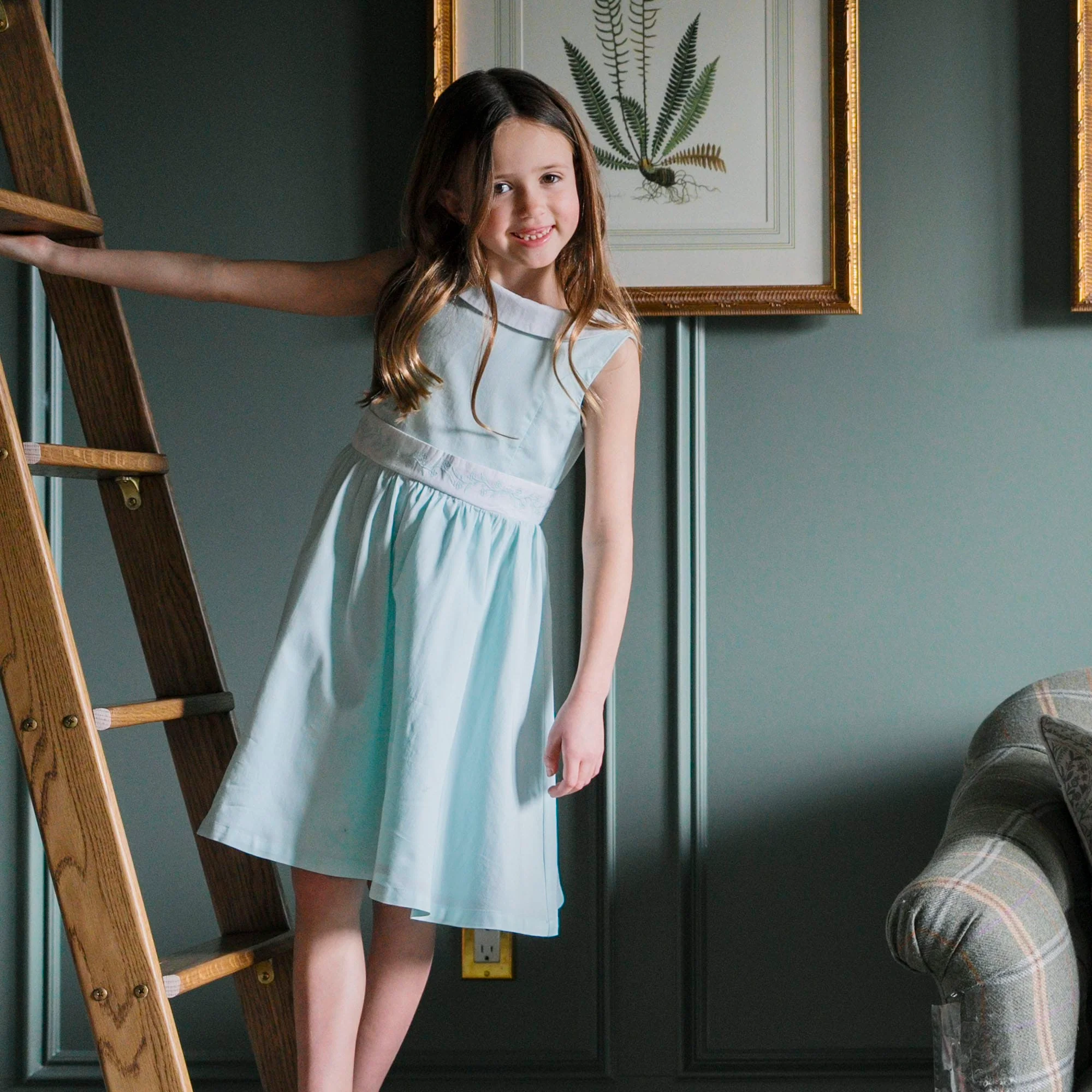 Organic Sateen Party Dress - Pale Green - Image 2