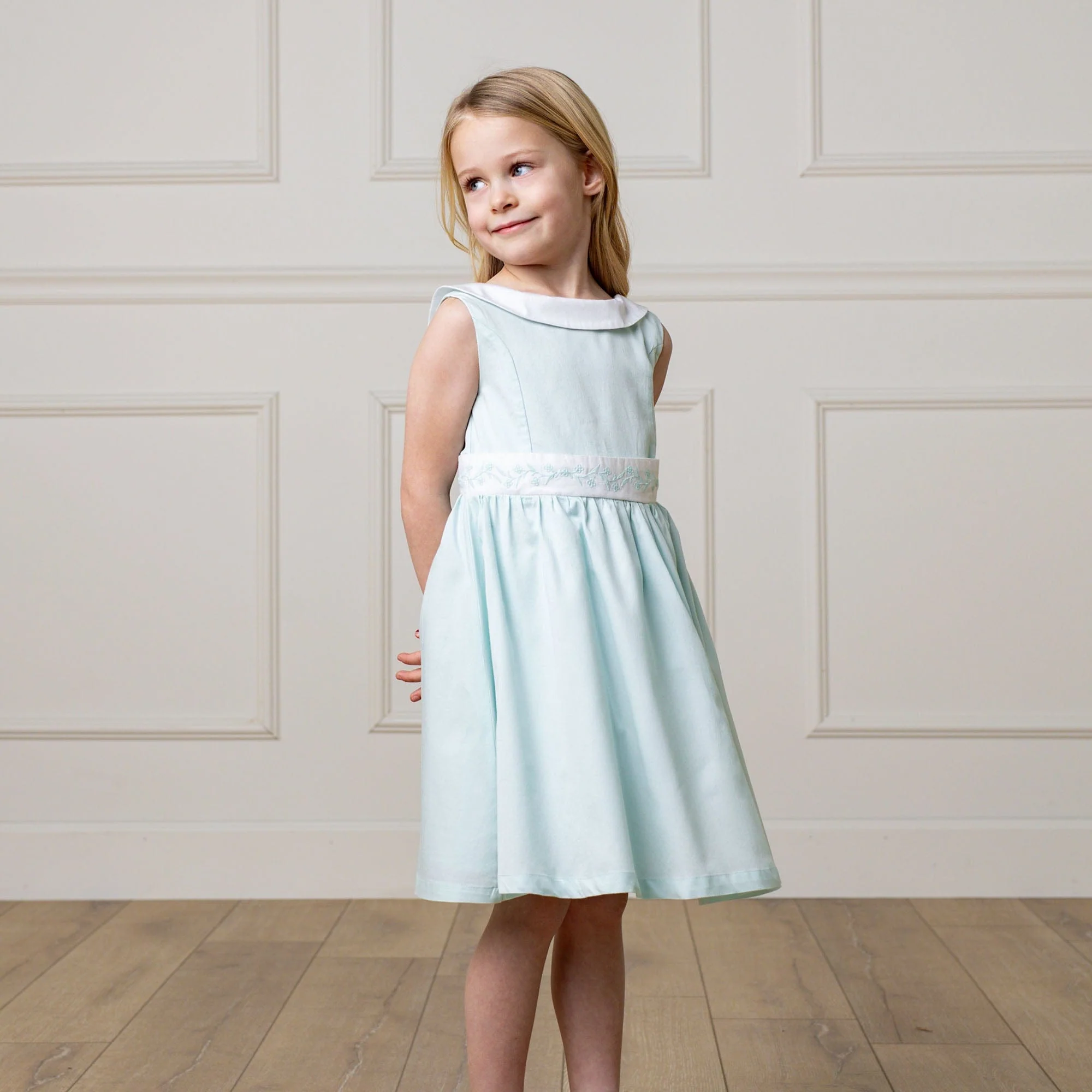 Organic Sateen Party Dress - Pale Green - Image 4