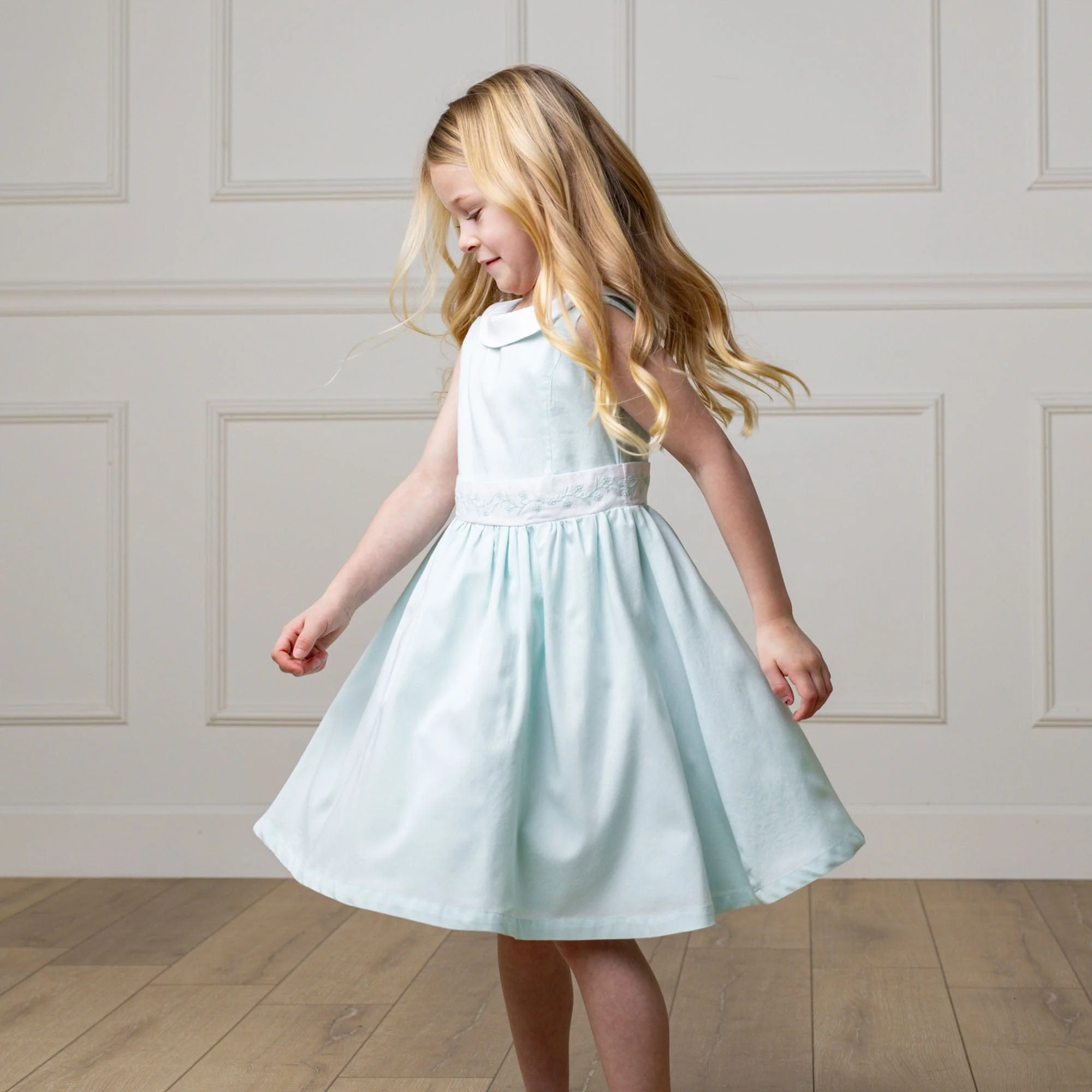 Organic Sateen Party Dress - Pale Green - Image 5
