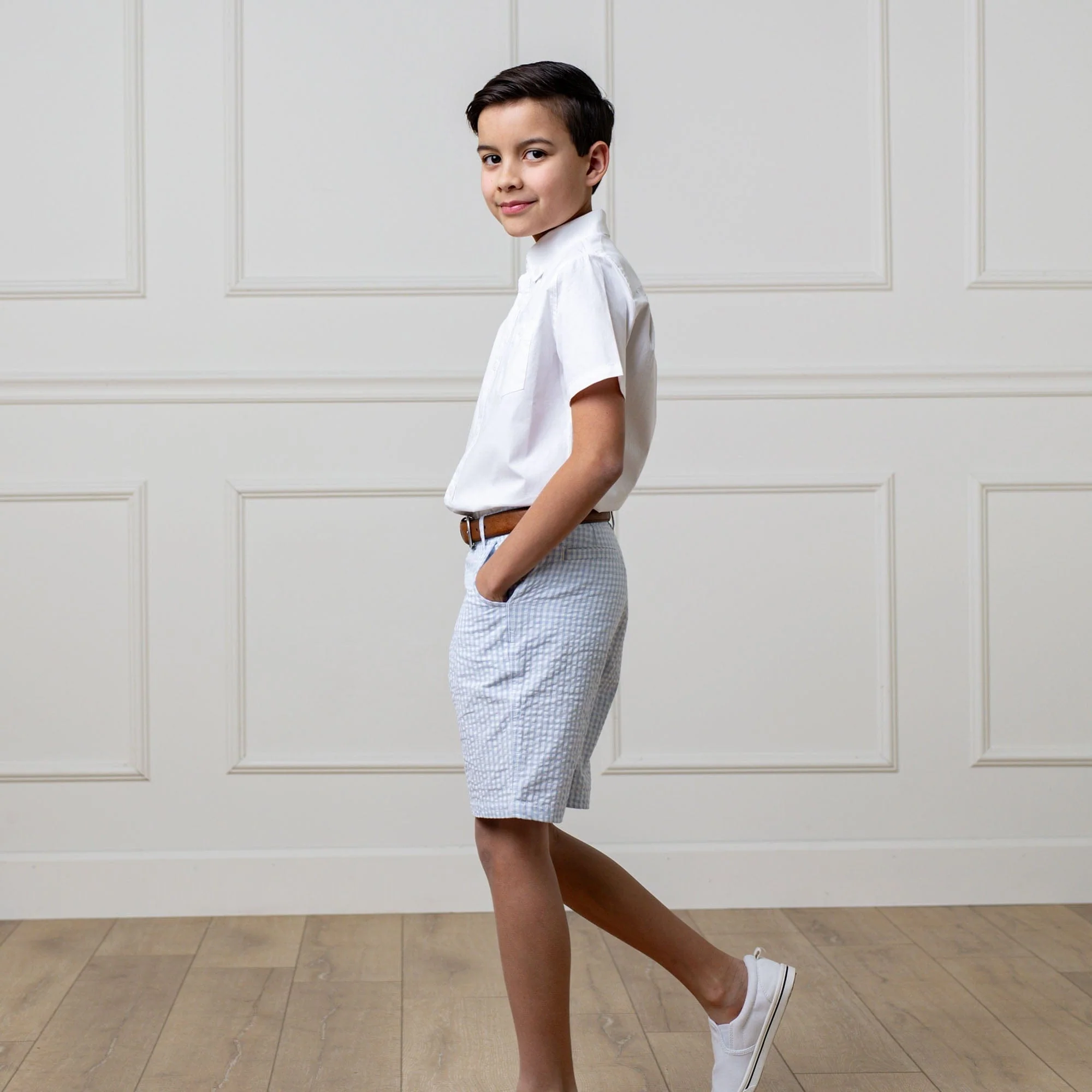 Organic Seersucker Short - Classic Blue Gingham - Image 2