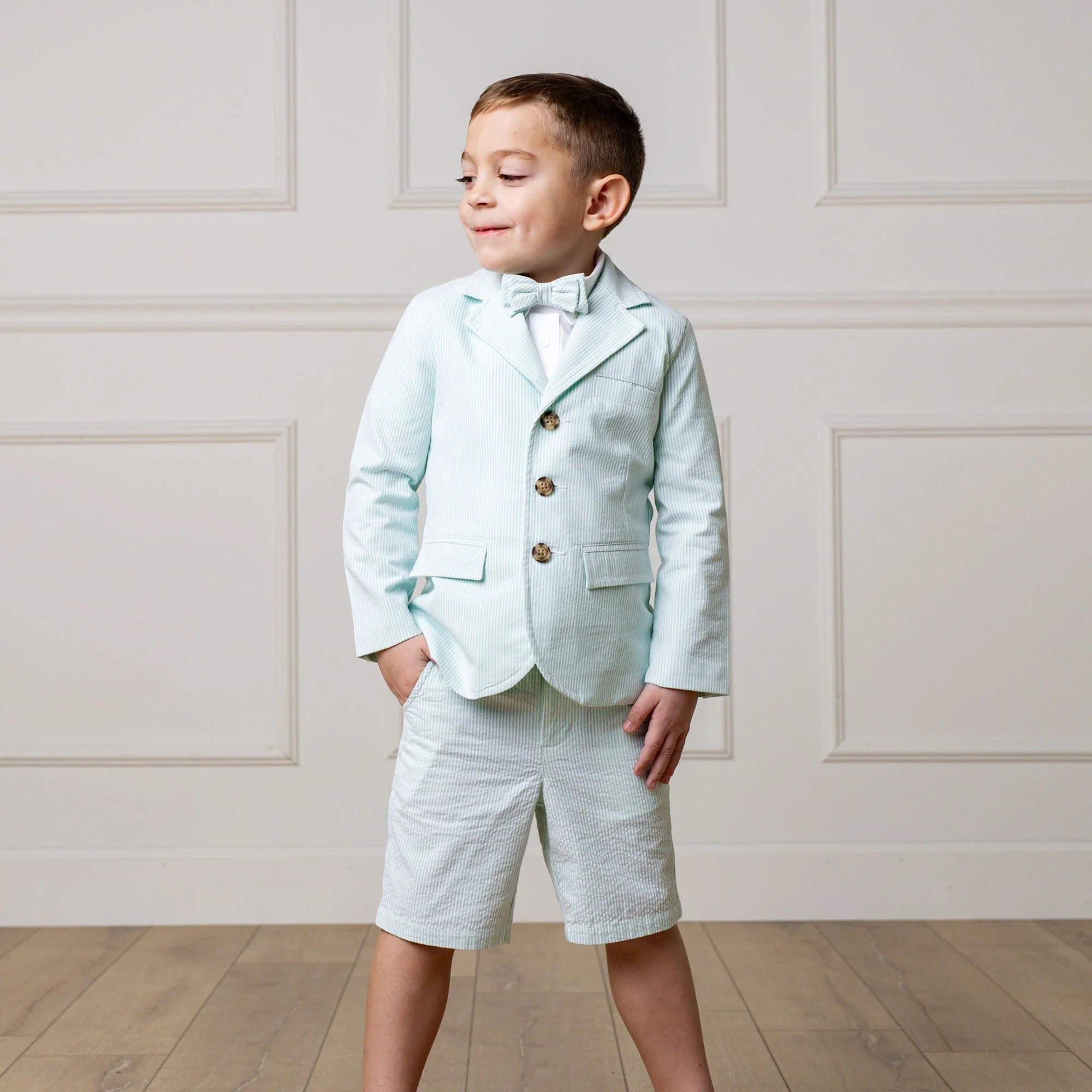 Organic Seersucker Suit Jacket - Mint - Image 8