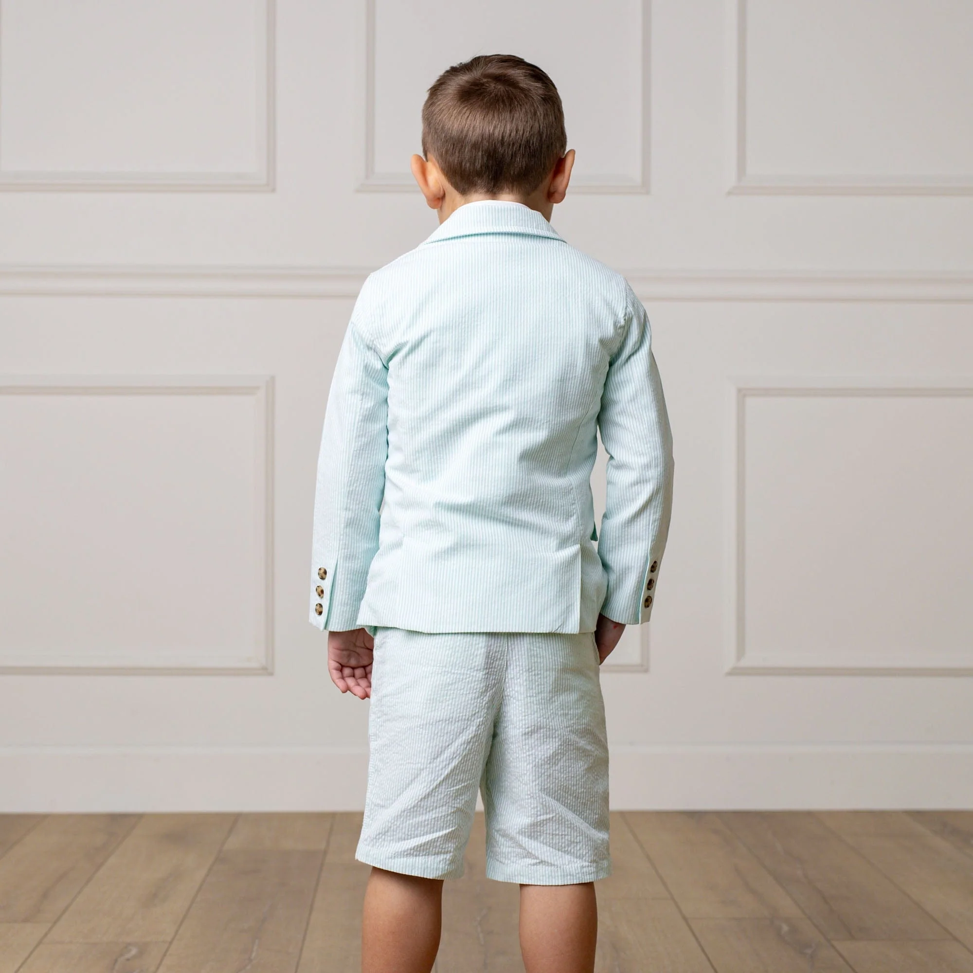 Organic Seersucker Suit Jacket - Mint - Image 9