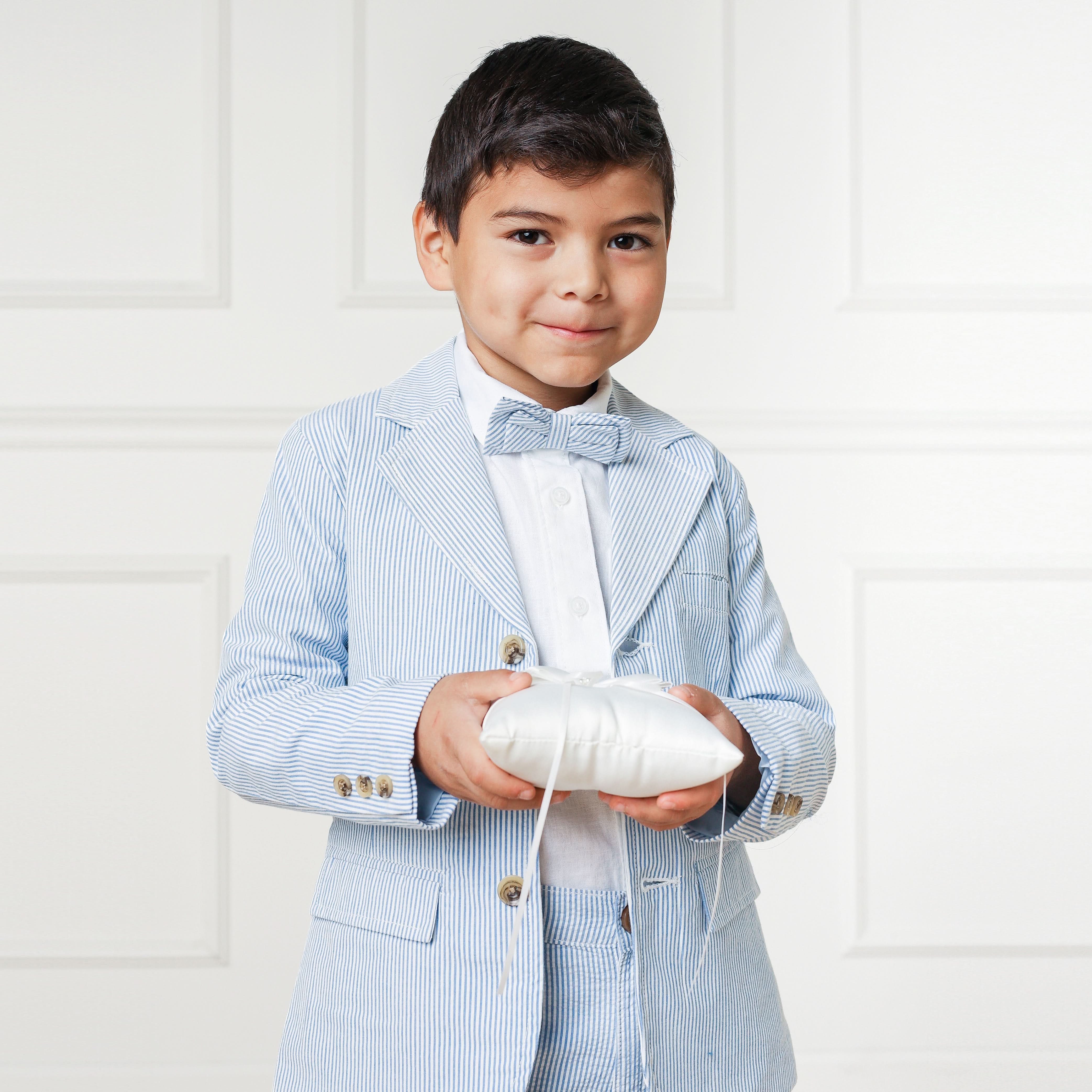 Organic Seersucker Suit Jacket - Blue - Image 2