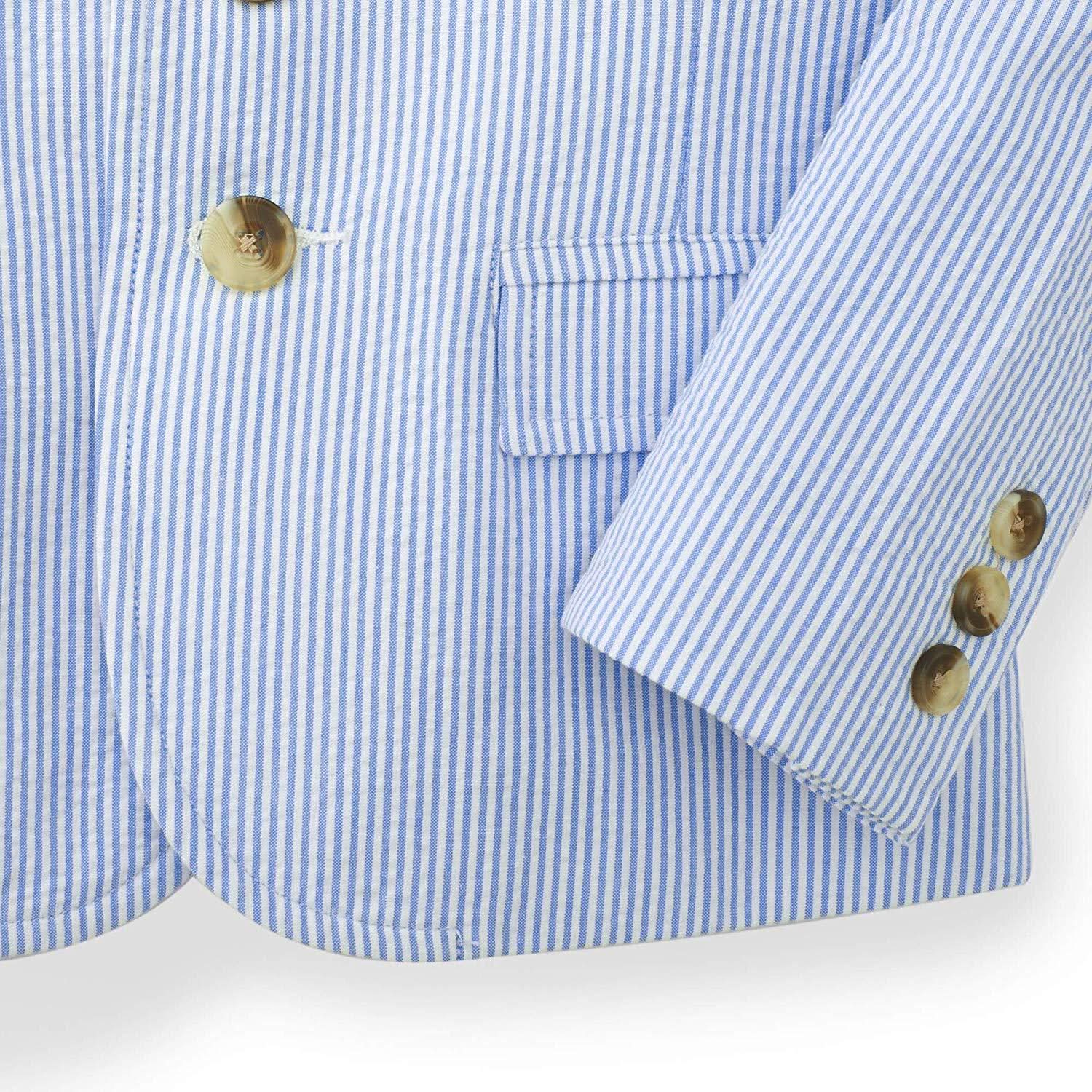 Organic Seersucker Suit Jacket - Blue - Image 6