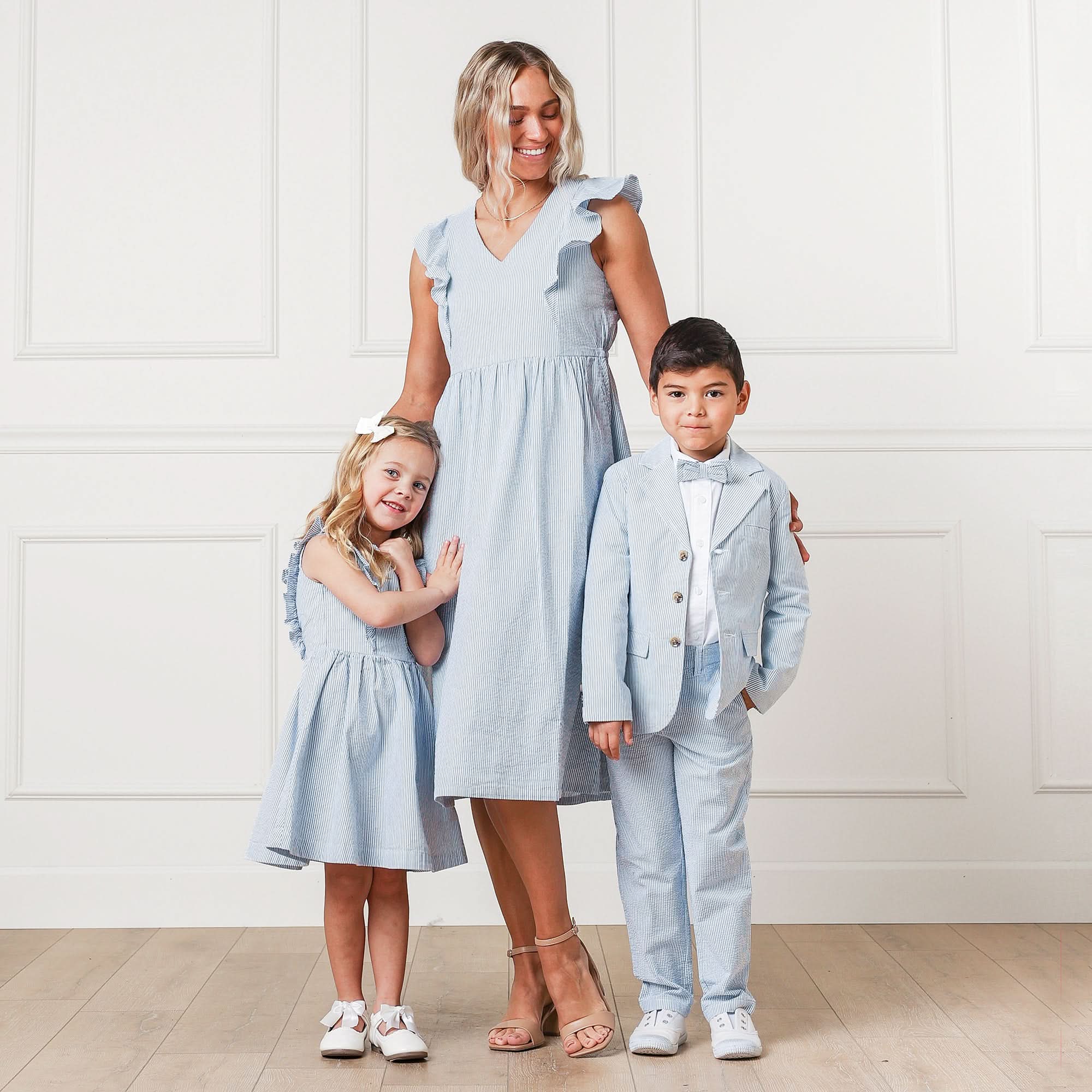 Organic Seersucker Suit Pant - Blue - Image 3
