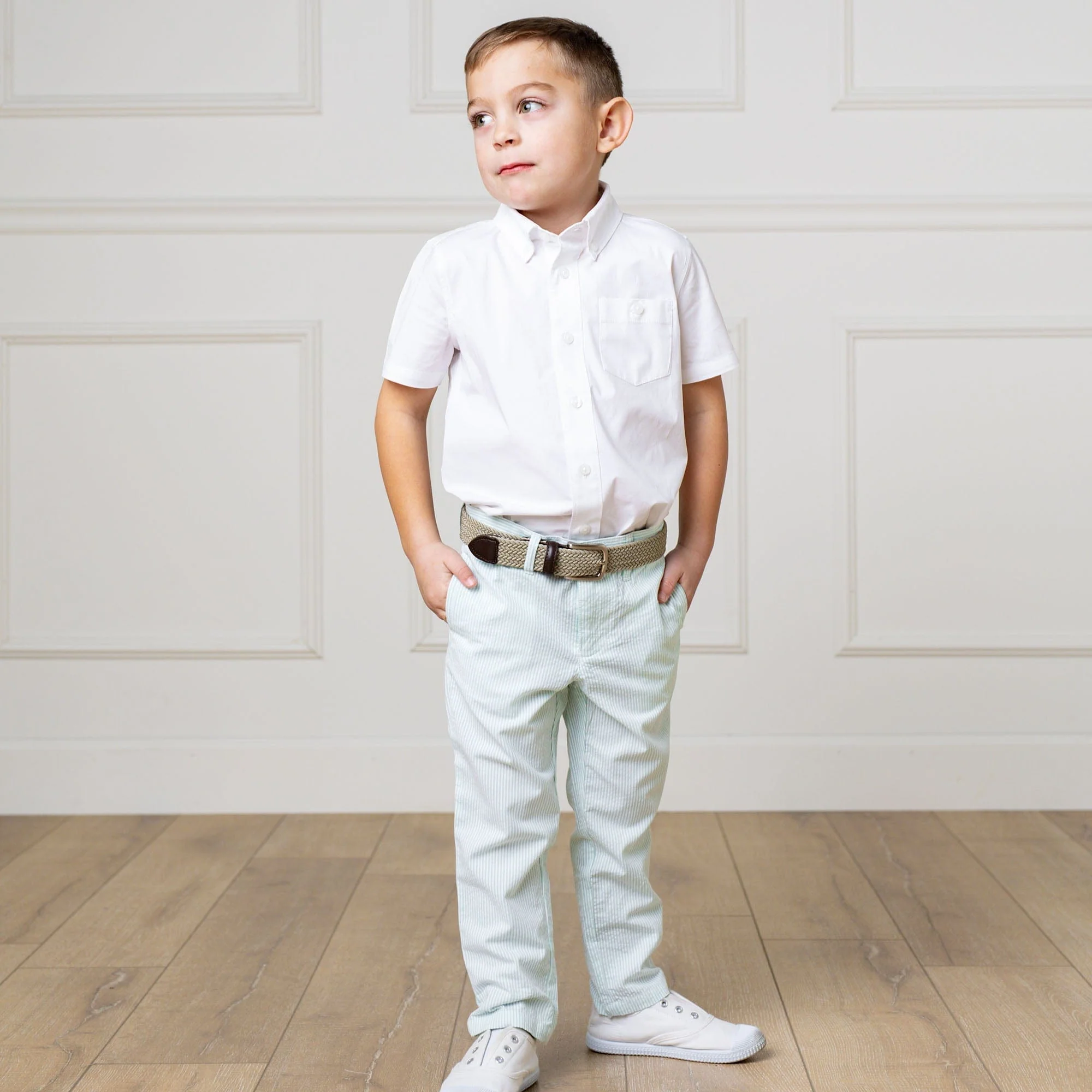 Organic Seersucker Suit Pant - Mint - Image 8