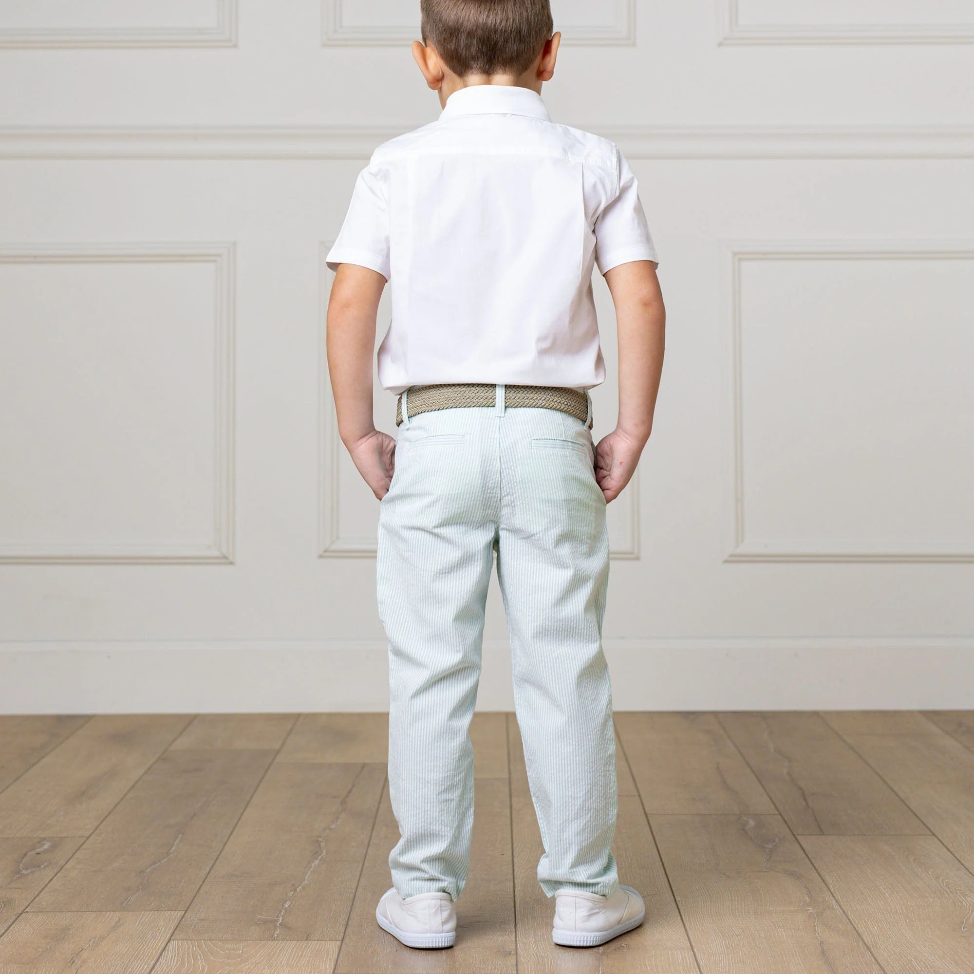Organic Seersucker Suit Pant - Mint - Image 9
