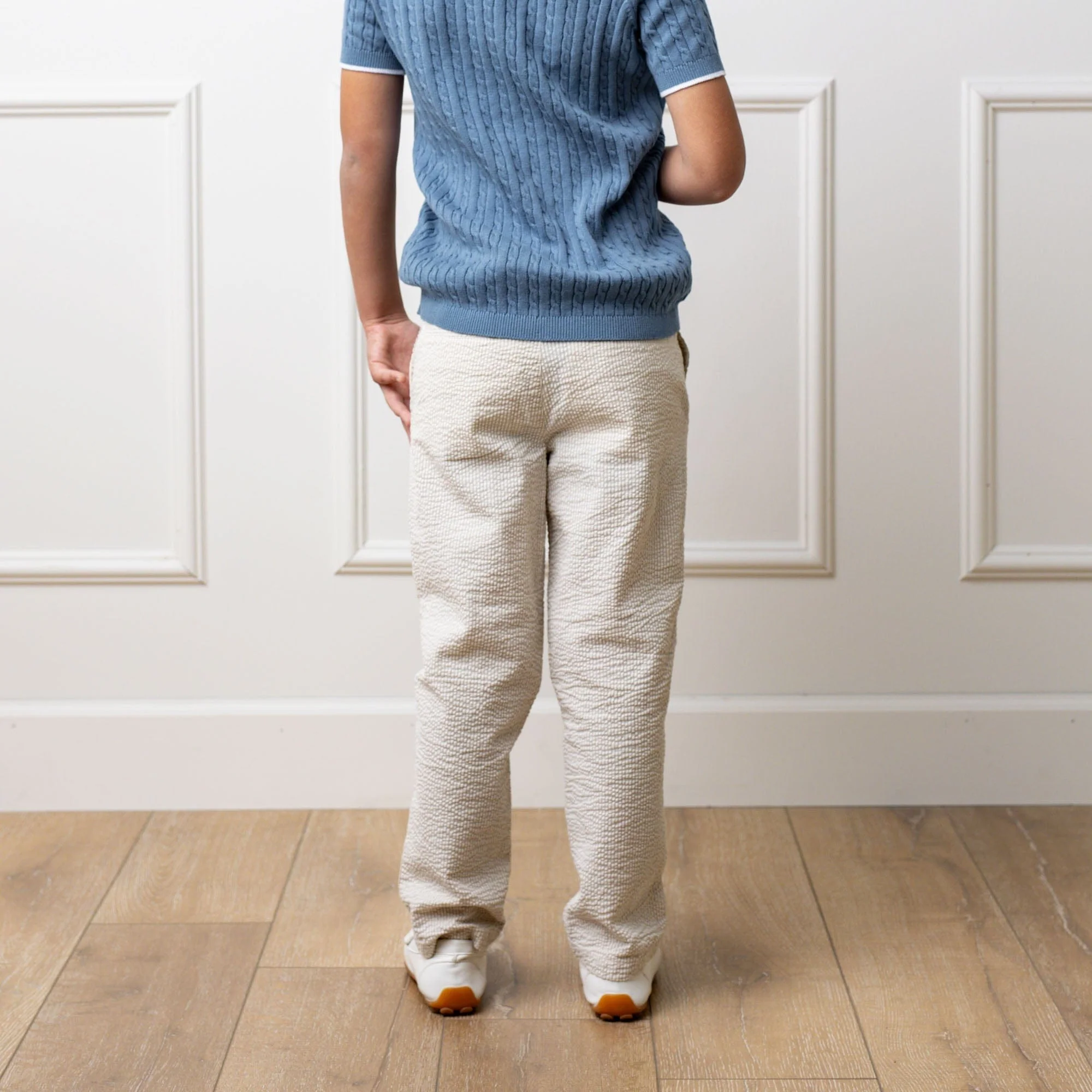 Organic Seersucker Suit Pant Tan - Tonal Tan - Image 3
