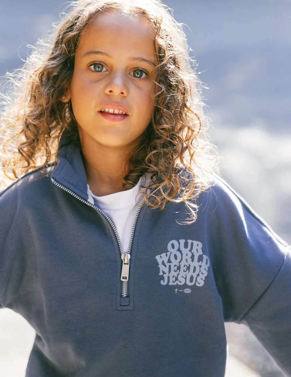 Our World Needs Jesus Kids Half-Zip - Image 3